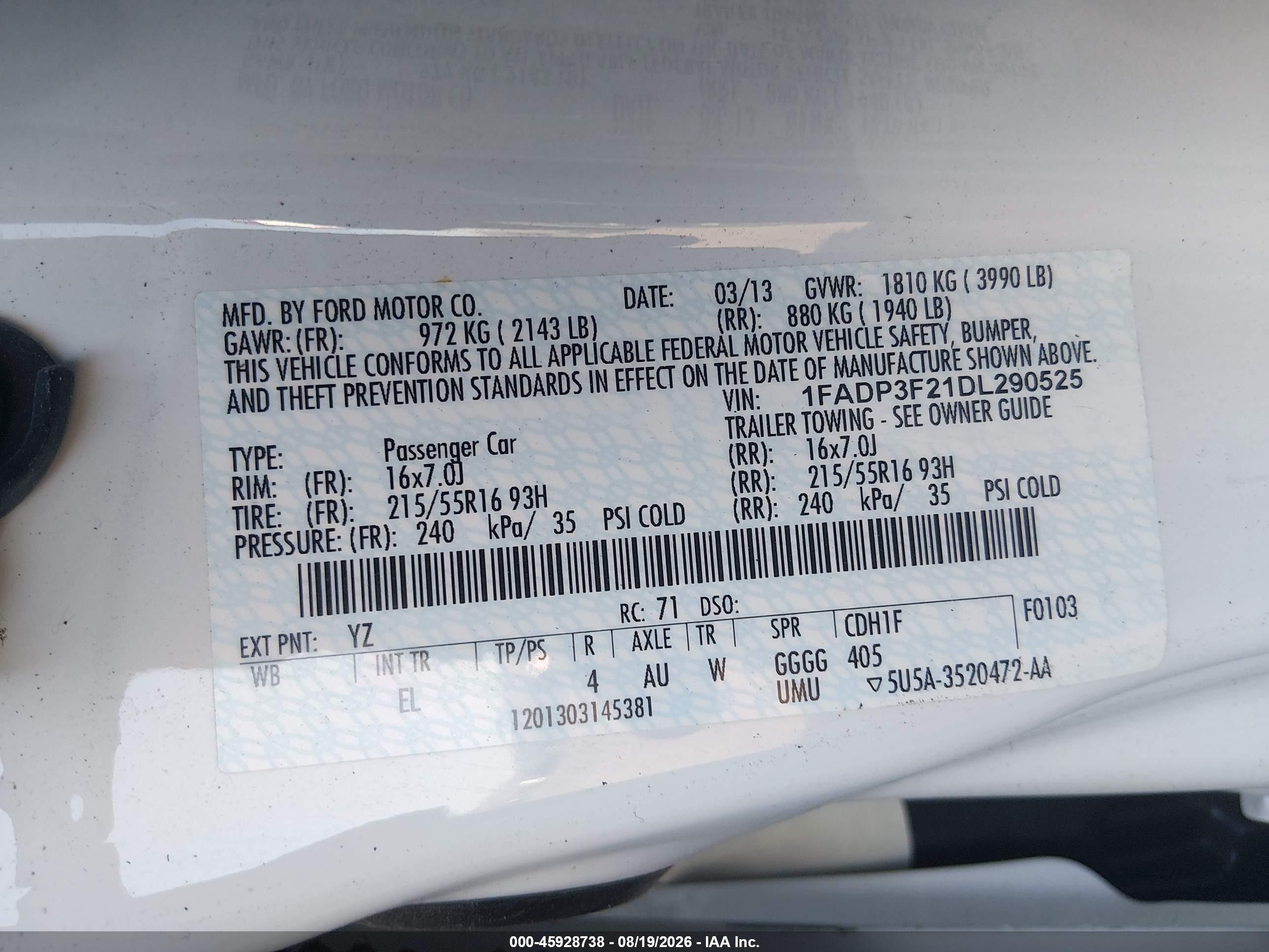 2013 Ford Focus Se White vin: 1FADP3F21DL290525