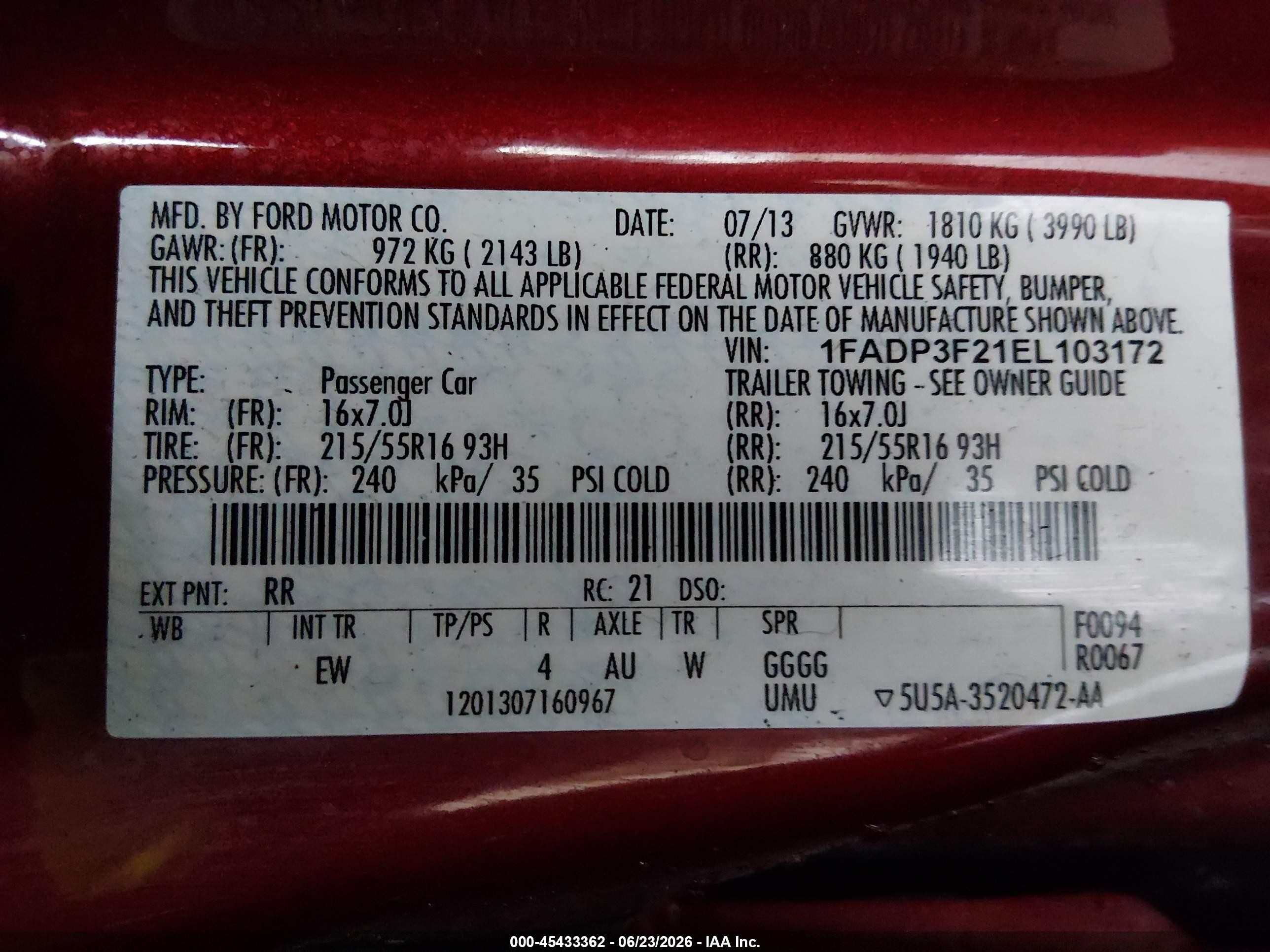 2014 Ford Focus Se Red vin: 1FADP3F21EL103172