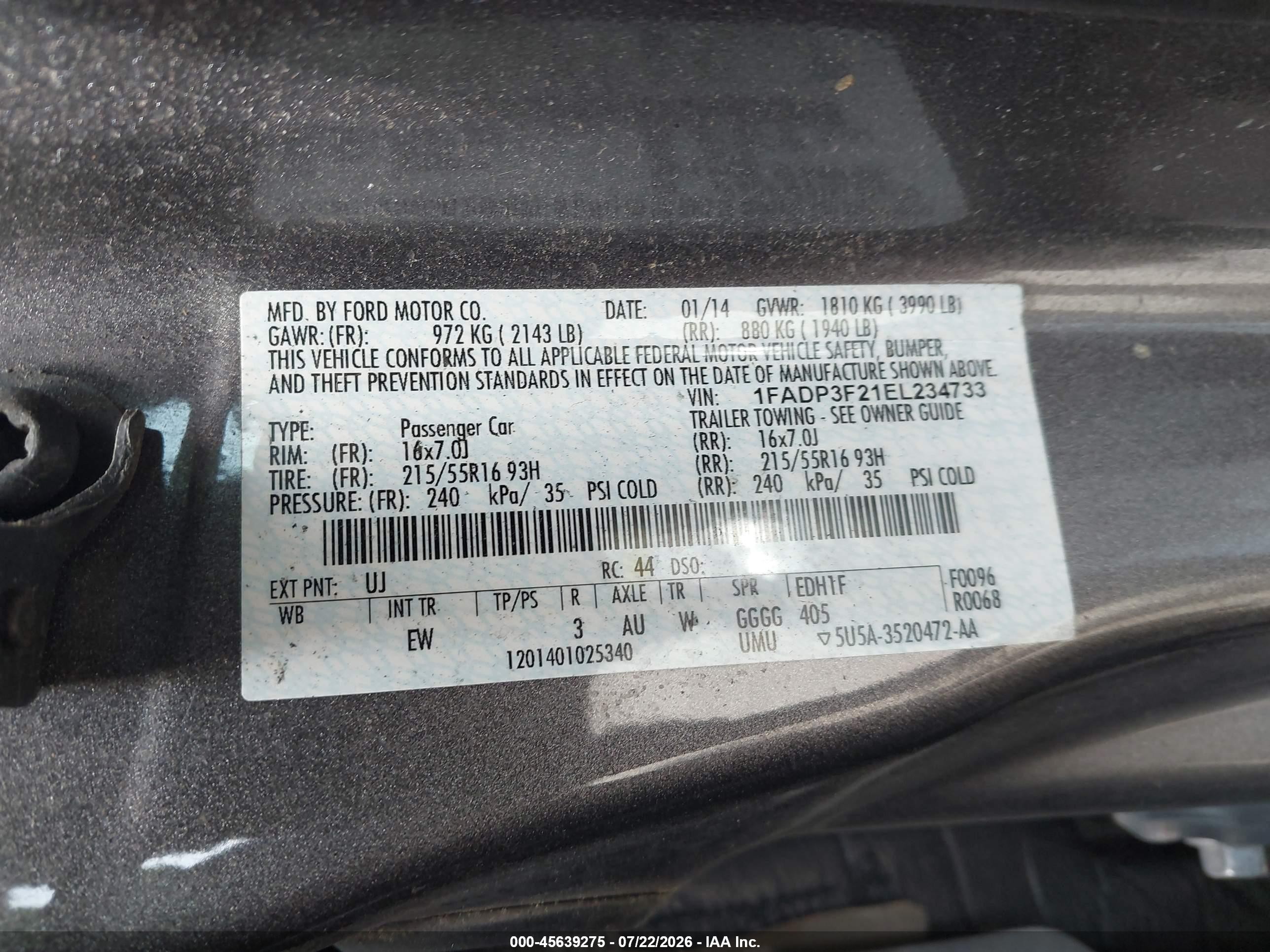 2014 Ford Focus Se Gray vin: 1FADP3F21EL234733