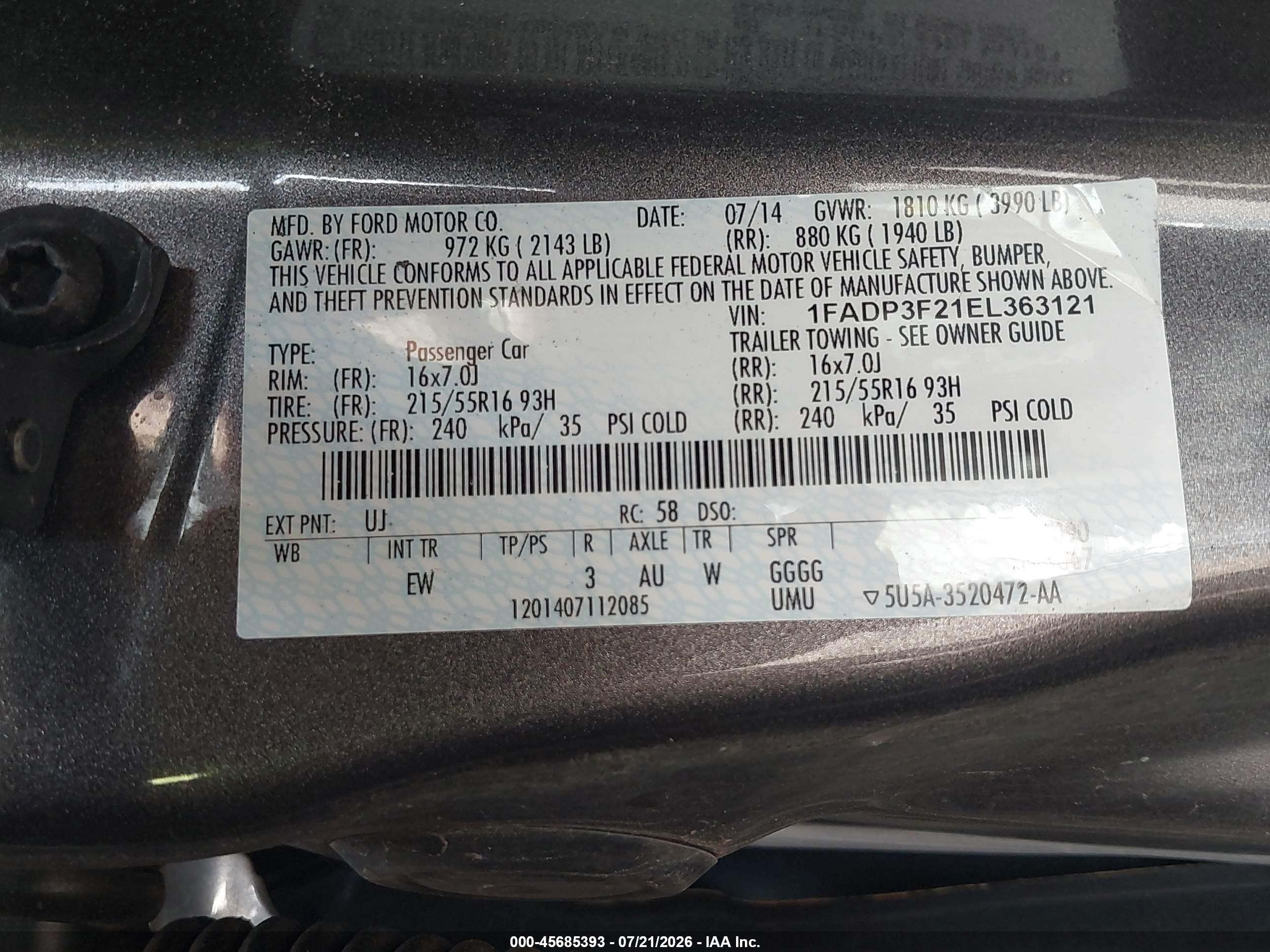 2014 Ford Focus Se Gray vin: 1FADP3F21EL363121