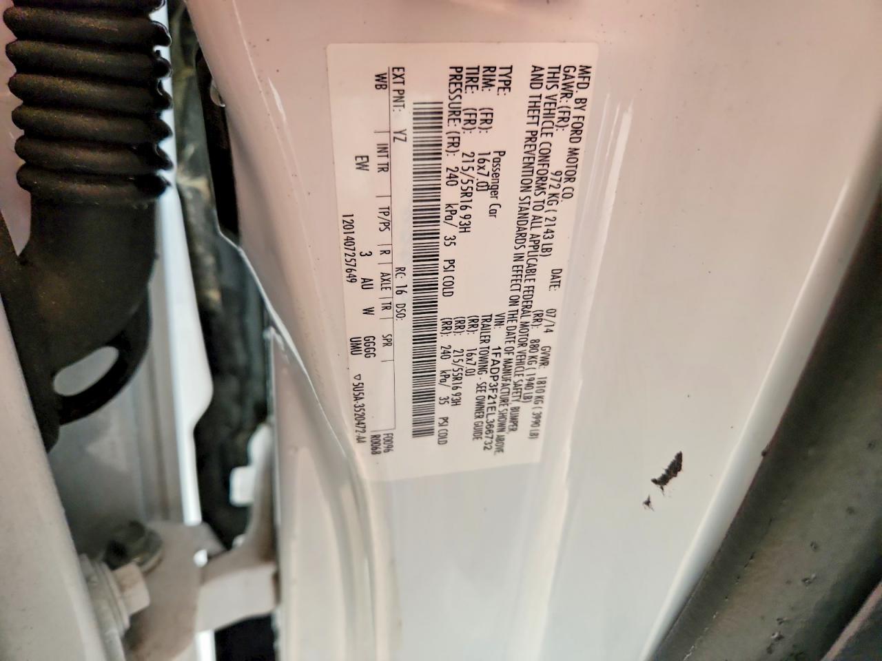 2014 Ford Focus Se White vin: 1FADP3F21EL366732