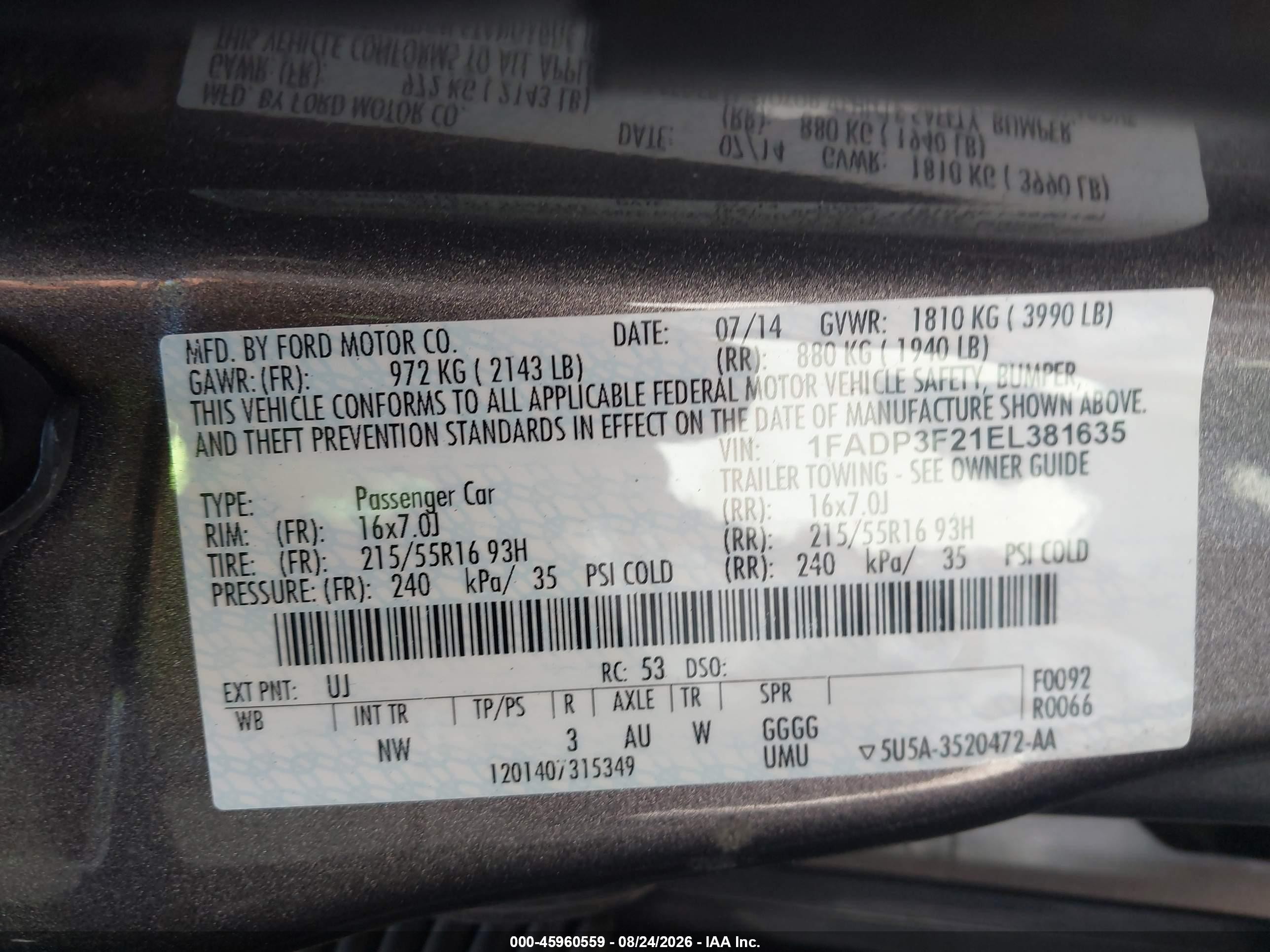 2014 Ford Focus Se Gray vin: 1FADP3F21EL381635