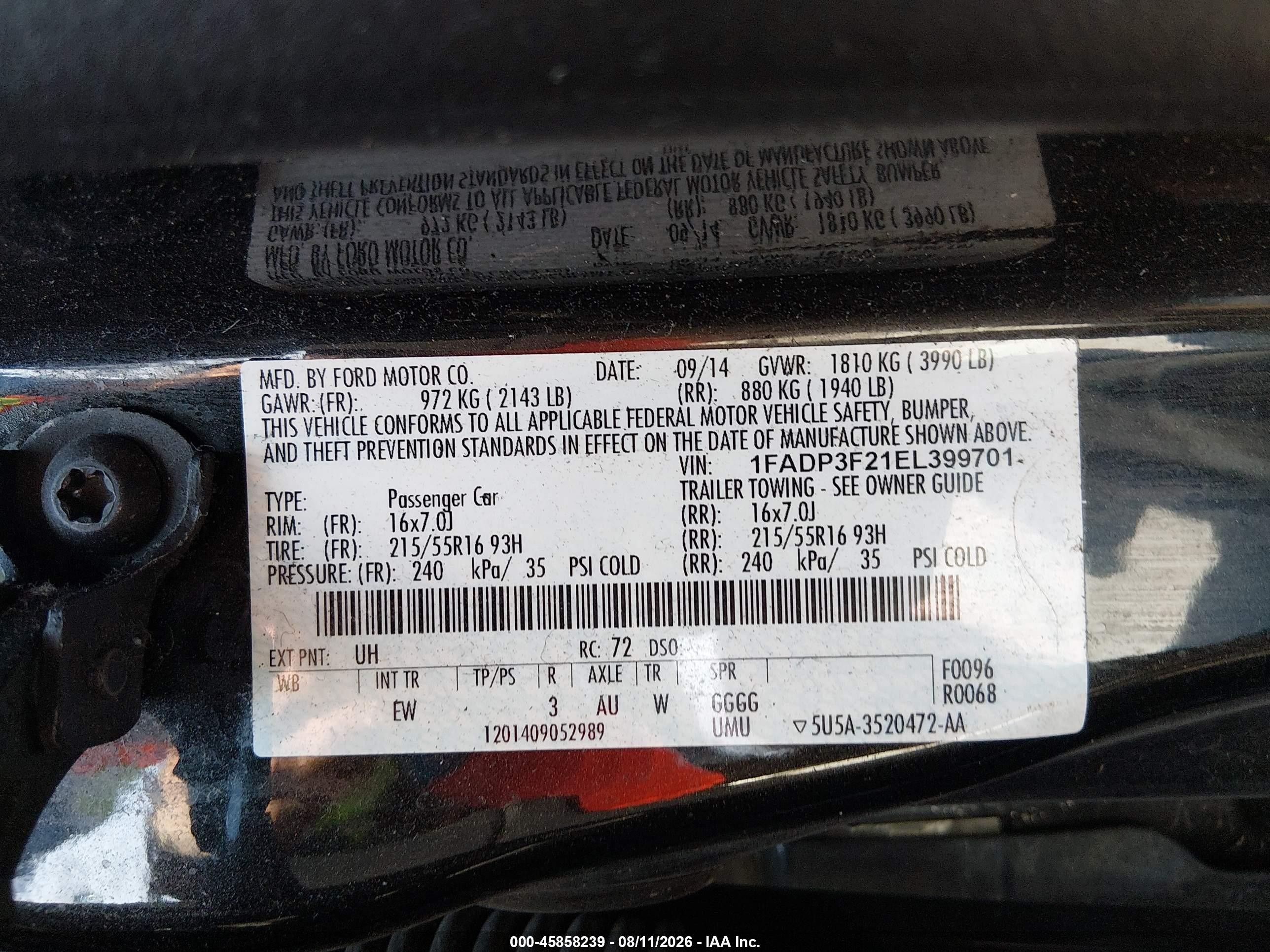 2014 Ford Focus Se Black vin: 1FADP3F21EL399701