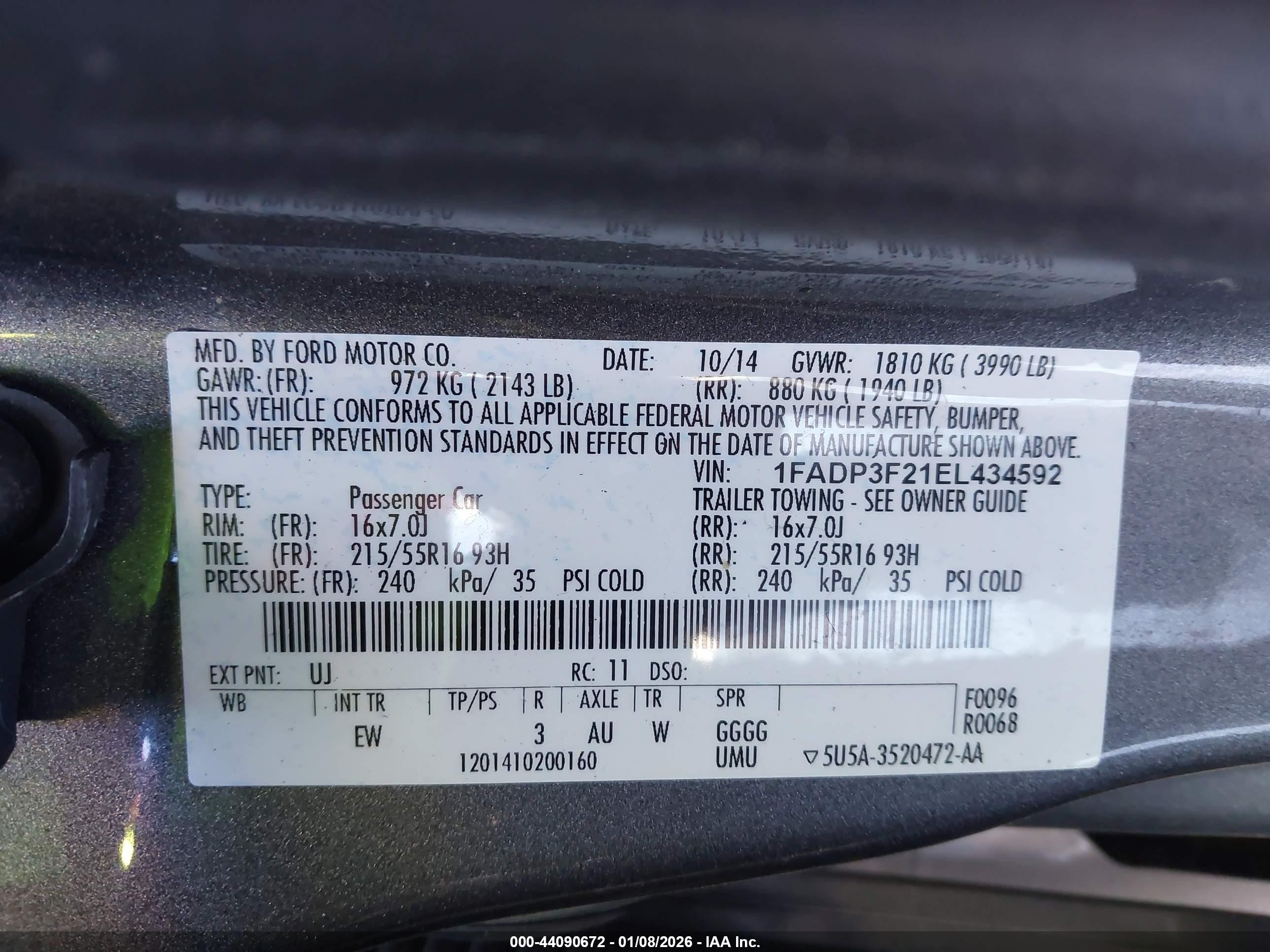2014 Ford Focus Se Gray vin: 1FADP3F21EL434592