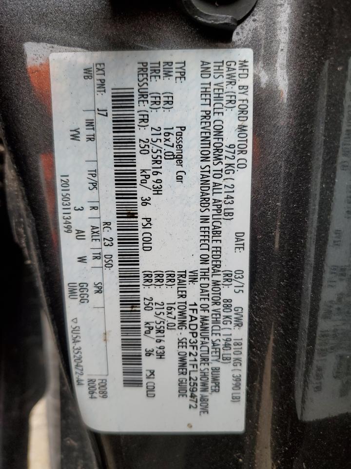 2015 Ford Focus Se Gray vin: 1FADP3F21FL259472