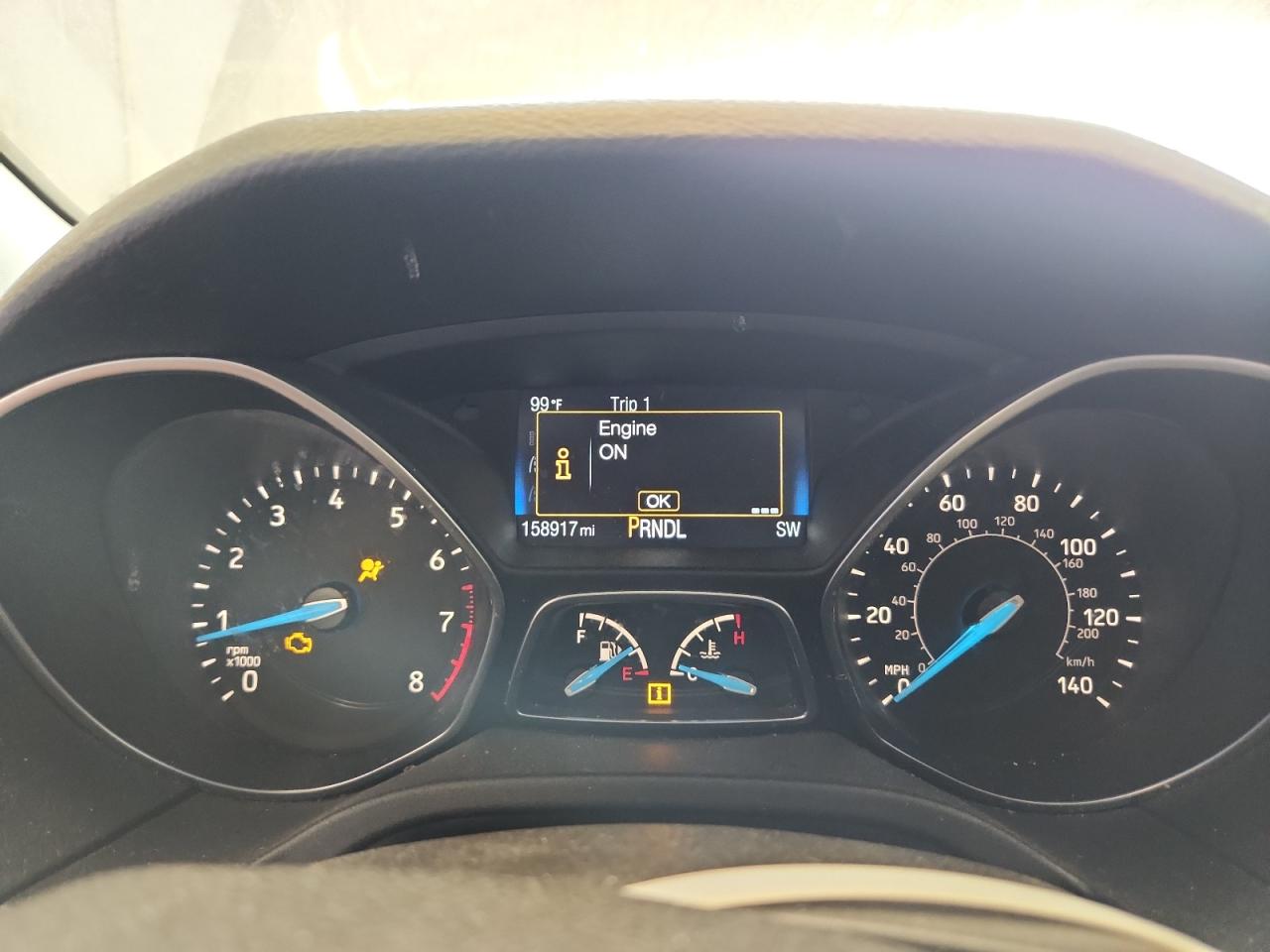 2015 Ford Focus Se White vin: 1FADP3F21FL328810 Damage: Warning Light - Engine, On, Unacceptable