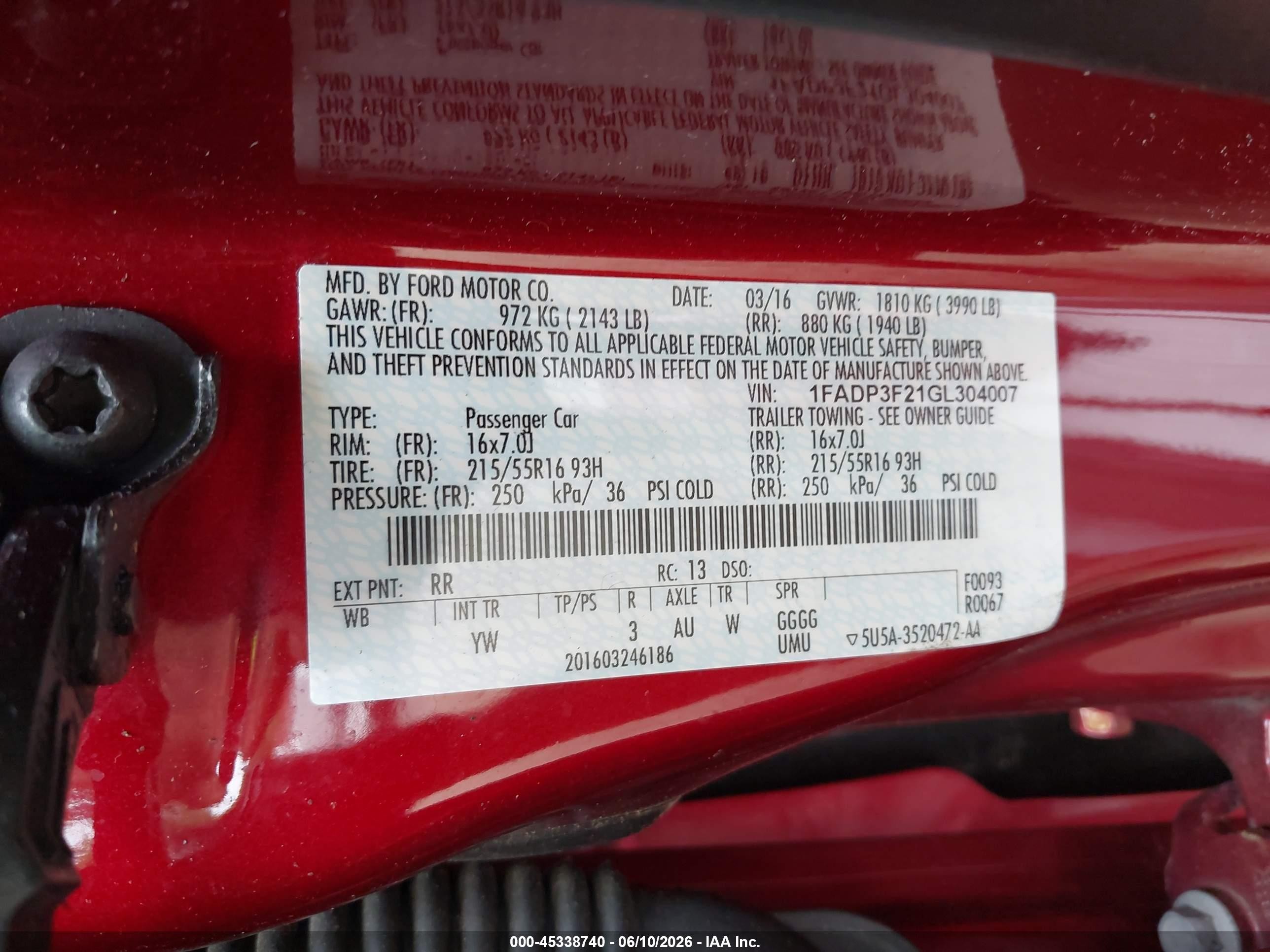 2016 Ford Focus Se Red vin: 1FADP3F21GL304007