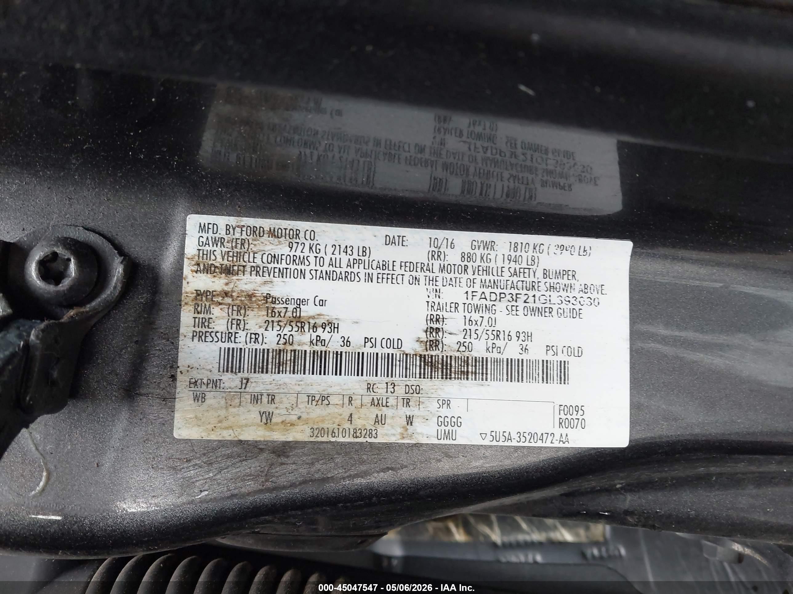 2016 Ford Focus Se Gray vin: 1FADP3F21GL393030