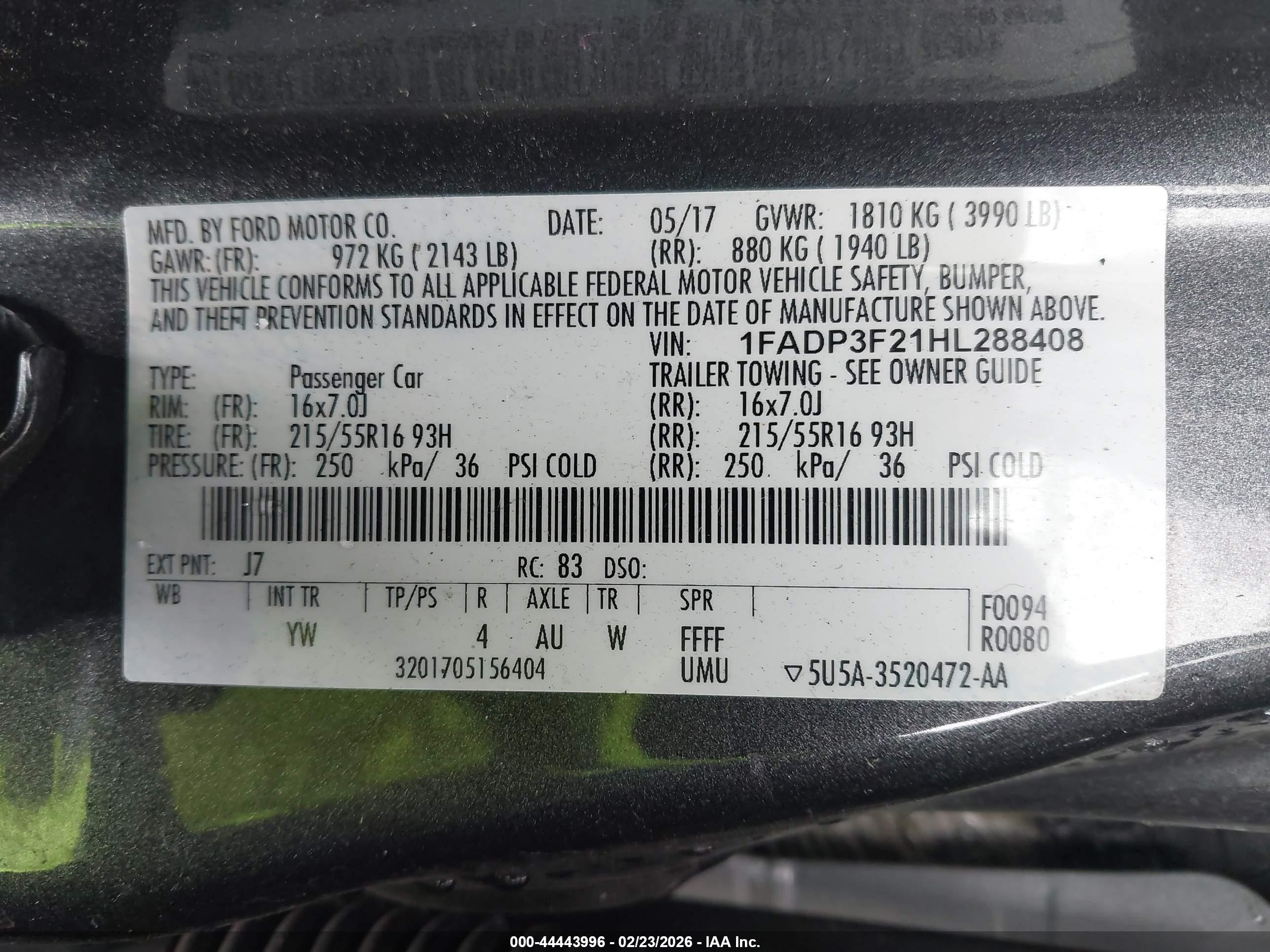 2017 Ford Focus Se Gray vin: 1FADP3F21HL288408