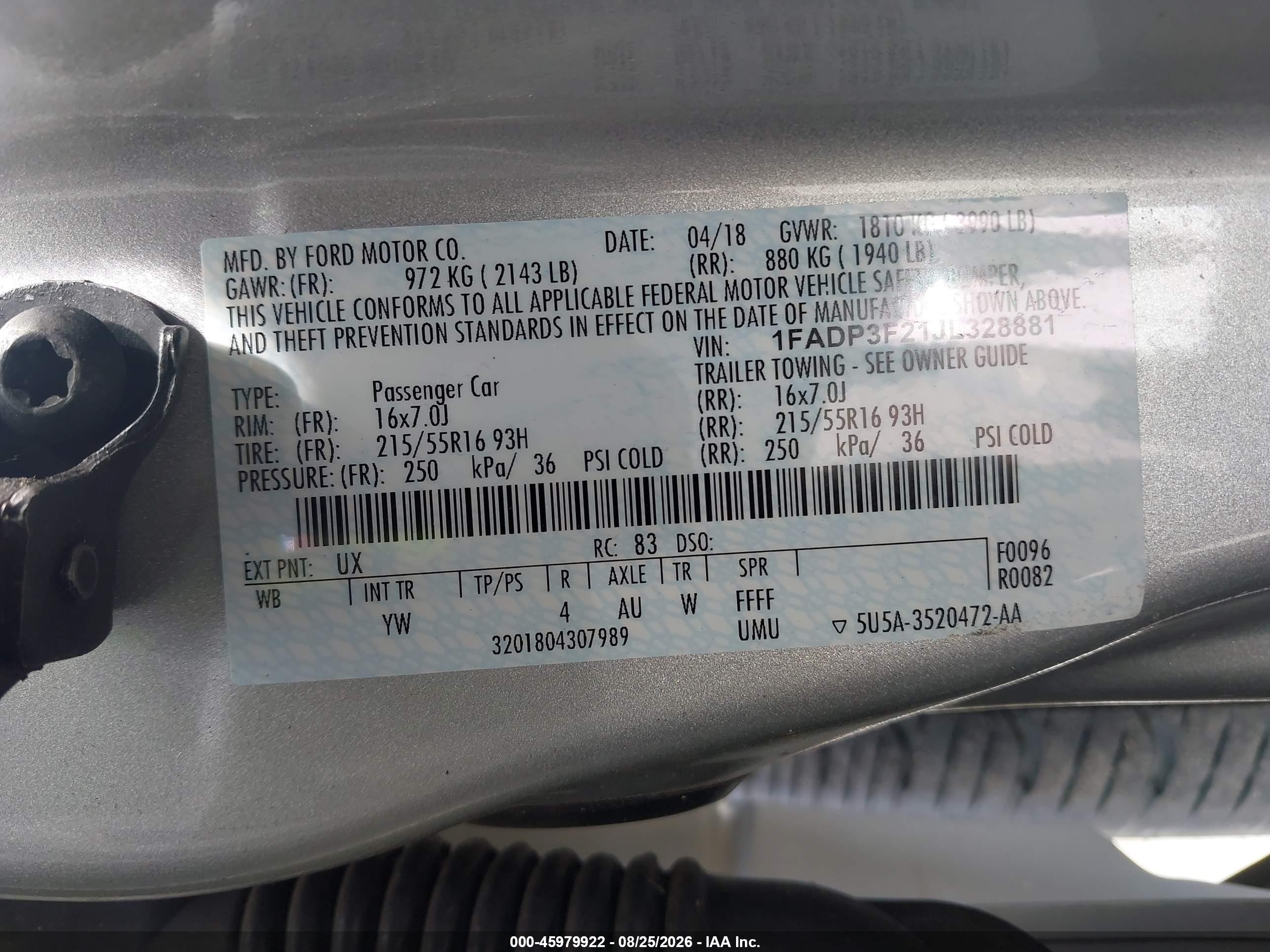 2018 Ford Focus Se Silver vin: 1FADP3F21JL328881
