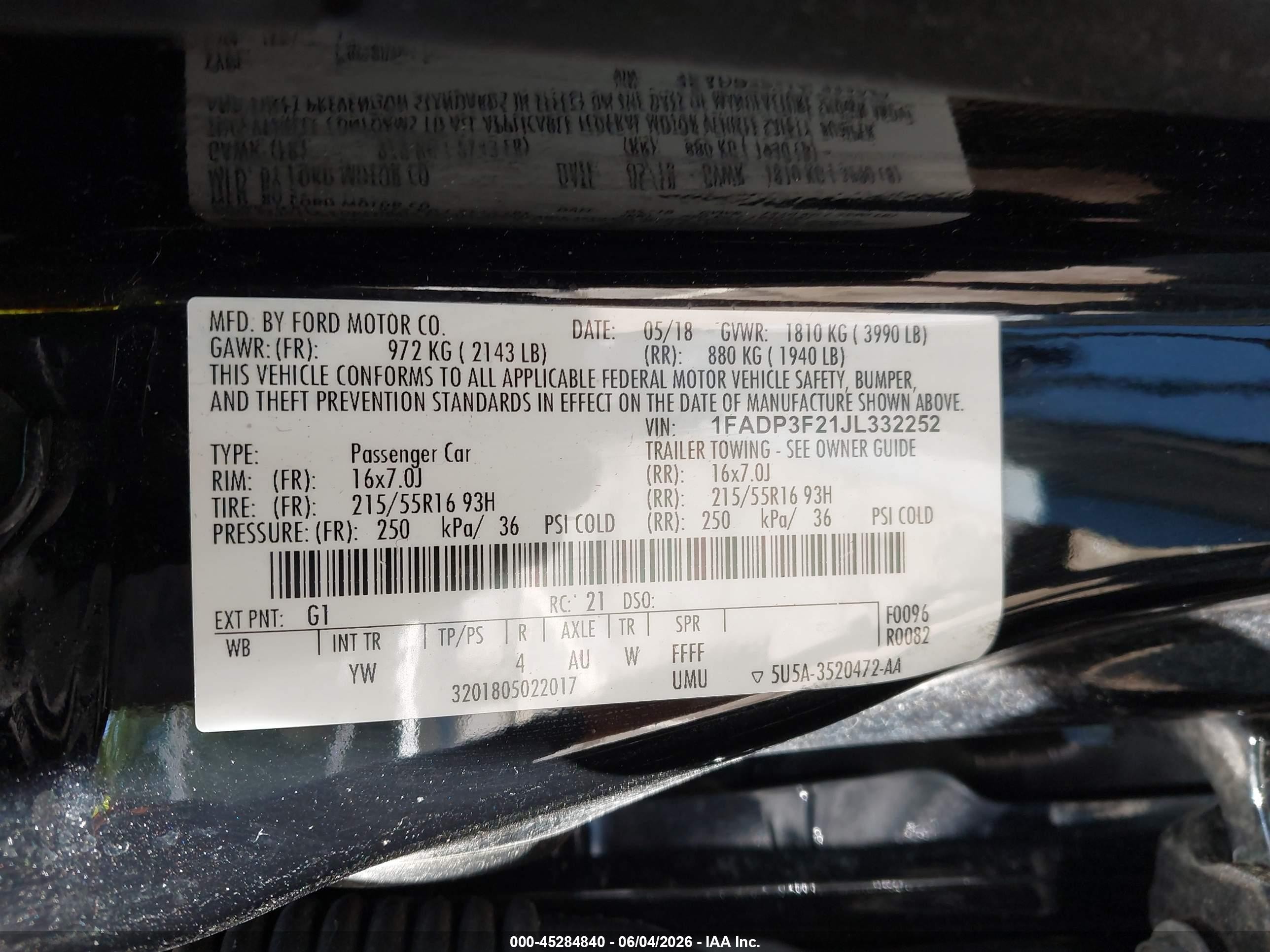 2018 Ford Focus Se Black vin: 1FADP3F21JL332252