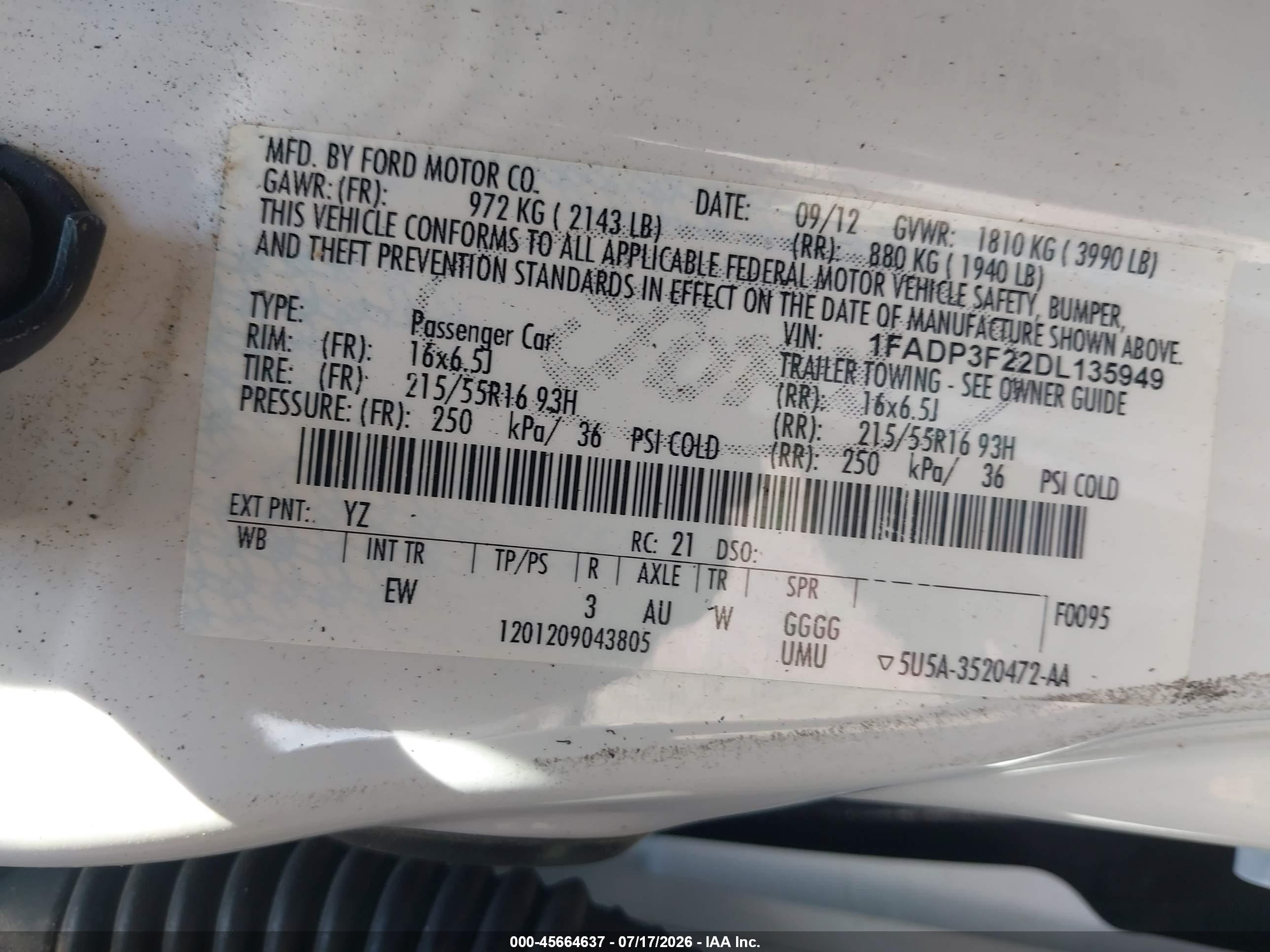 2013 Ford Focus Se White vin: 1FADP3F22DL135949
