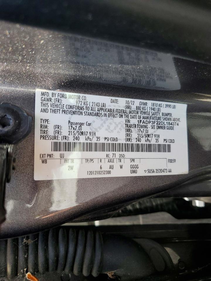 2013 Ford Focus Se Charcoal vin: 1FADP3F22DL184374