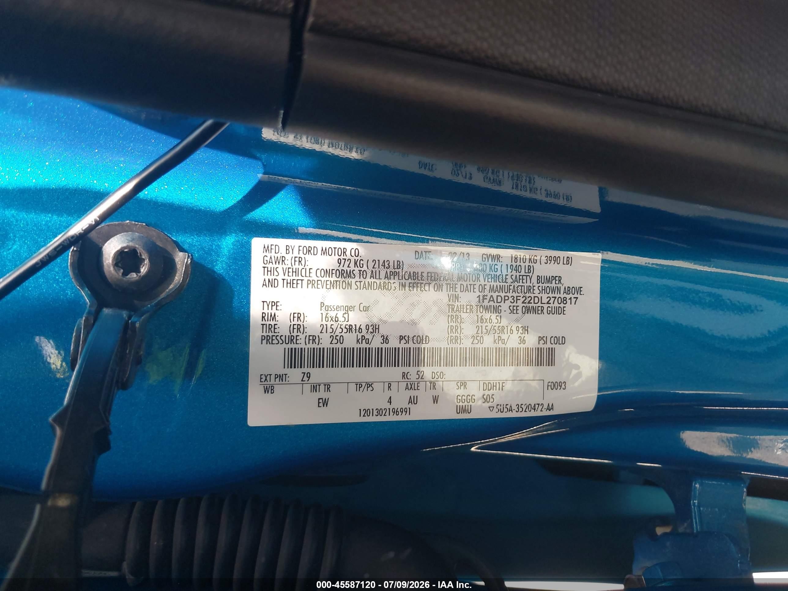 2013 Ford Focus Se Blue vin: 1FADP3F22DL270817