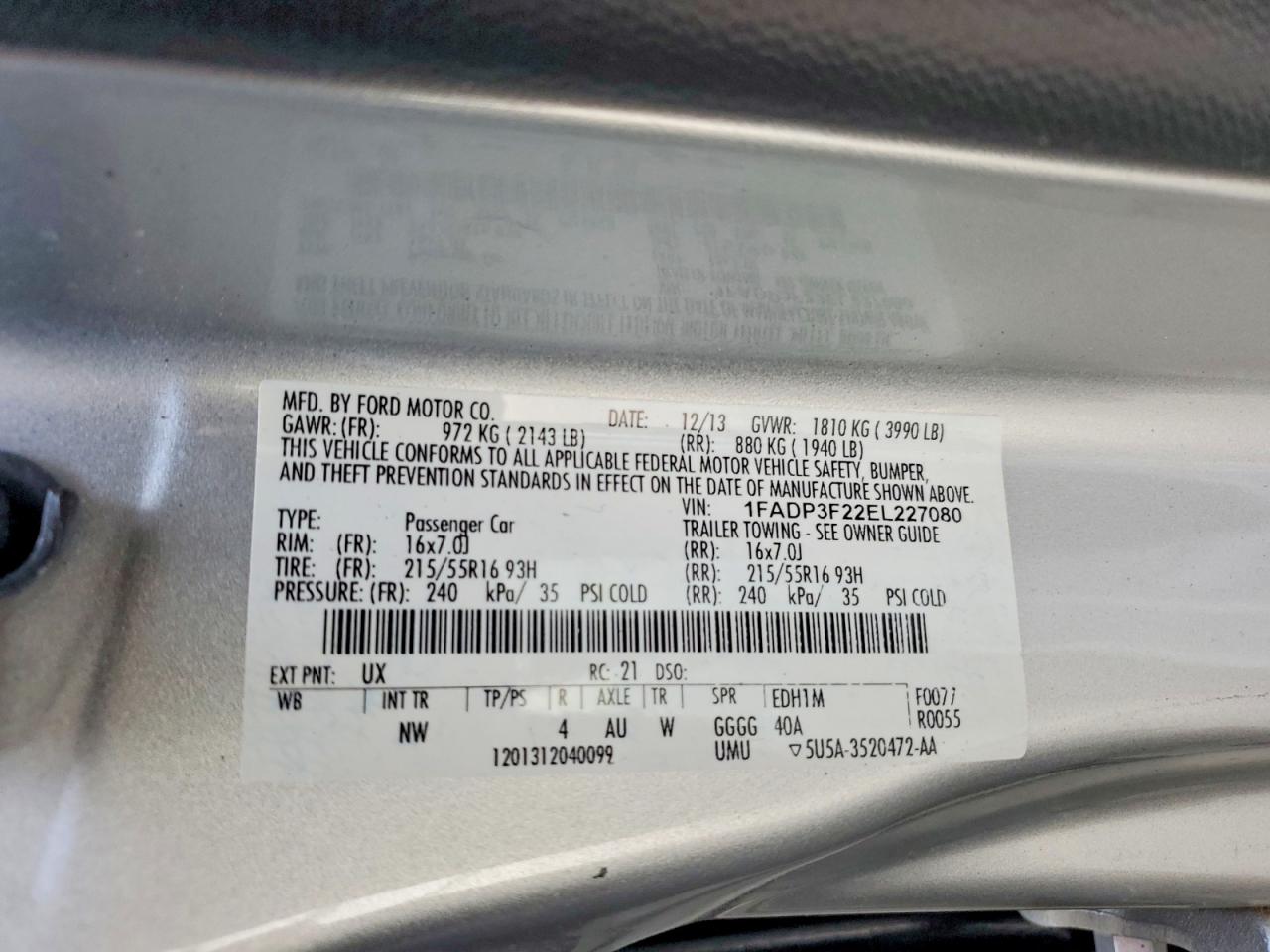 2014 Ford Focus Se Серебряный vin: 1FADP3F22EL227080