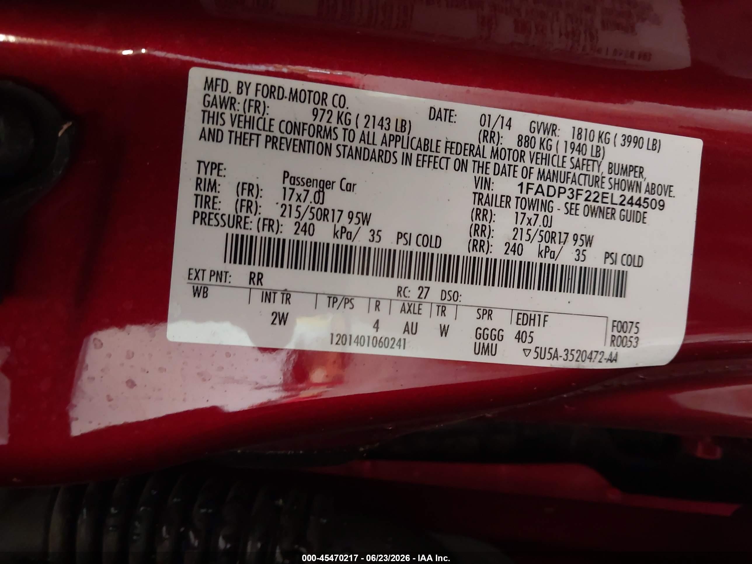 2014 Ford Focus Se Red vin: 1FADP3F22EL244509