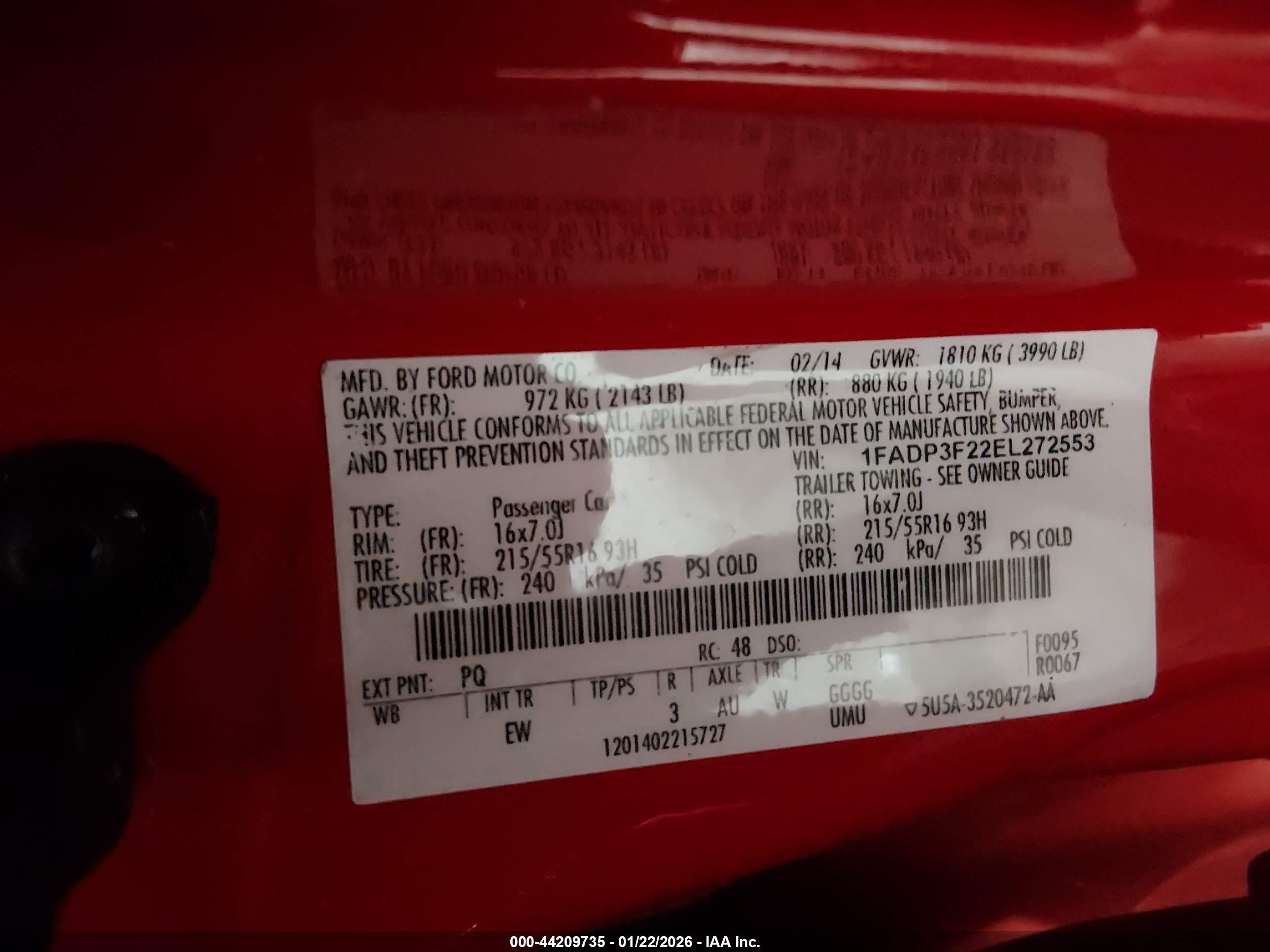2014 Ford Focus Se Red vin: 1FADP3F22EL272553