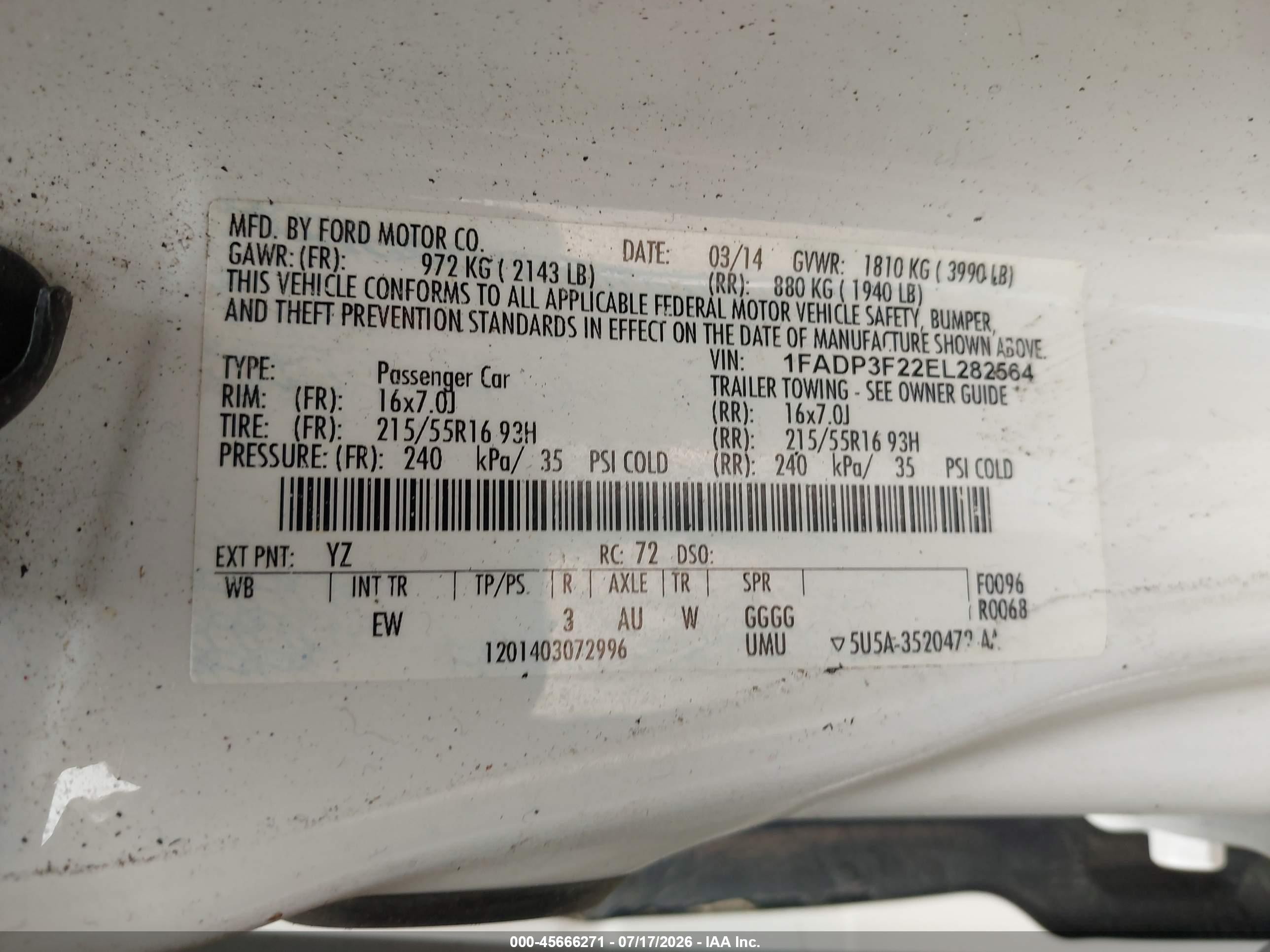 2014 Ford Focus Se White vin: 1FADP3F22EL282564