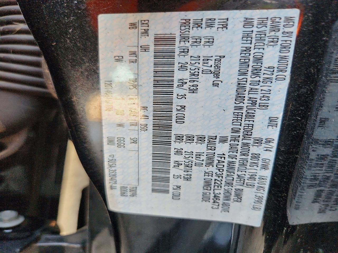 2014 Ford Focus Se Black vin: 1FADP3F22EL346473