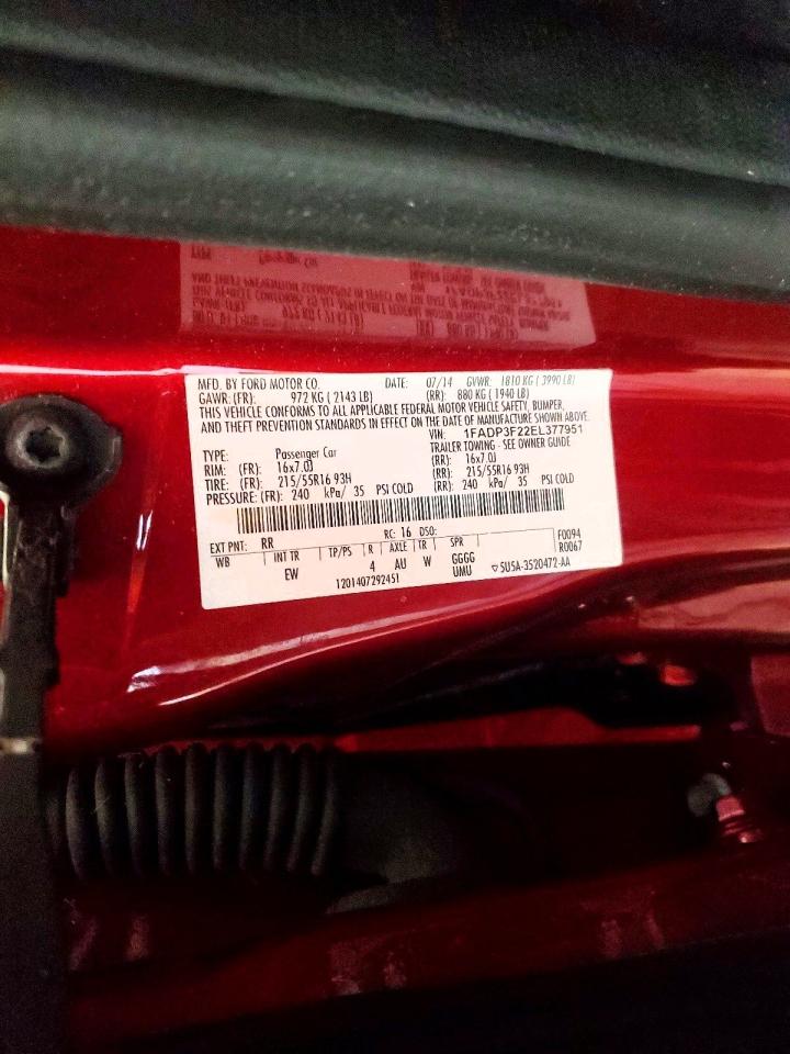 2014 Ford Focus Se Maroon vin: 1FADP3F22EL377951