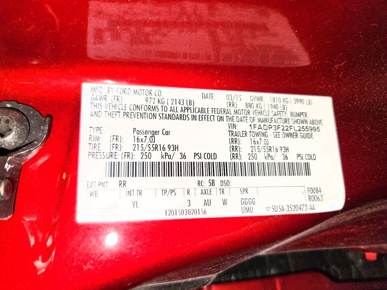 2015 Ford Focus Se Maroon vin: 1FADP3F22FL255995