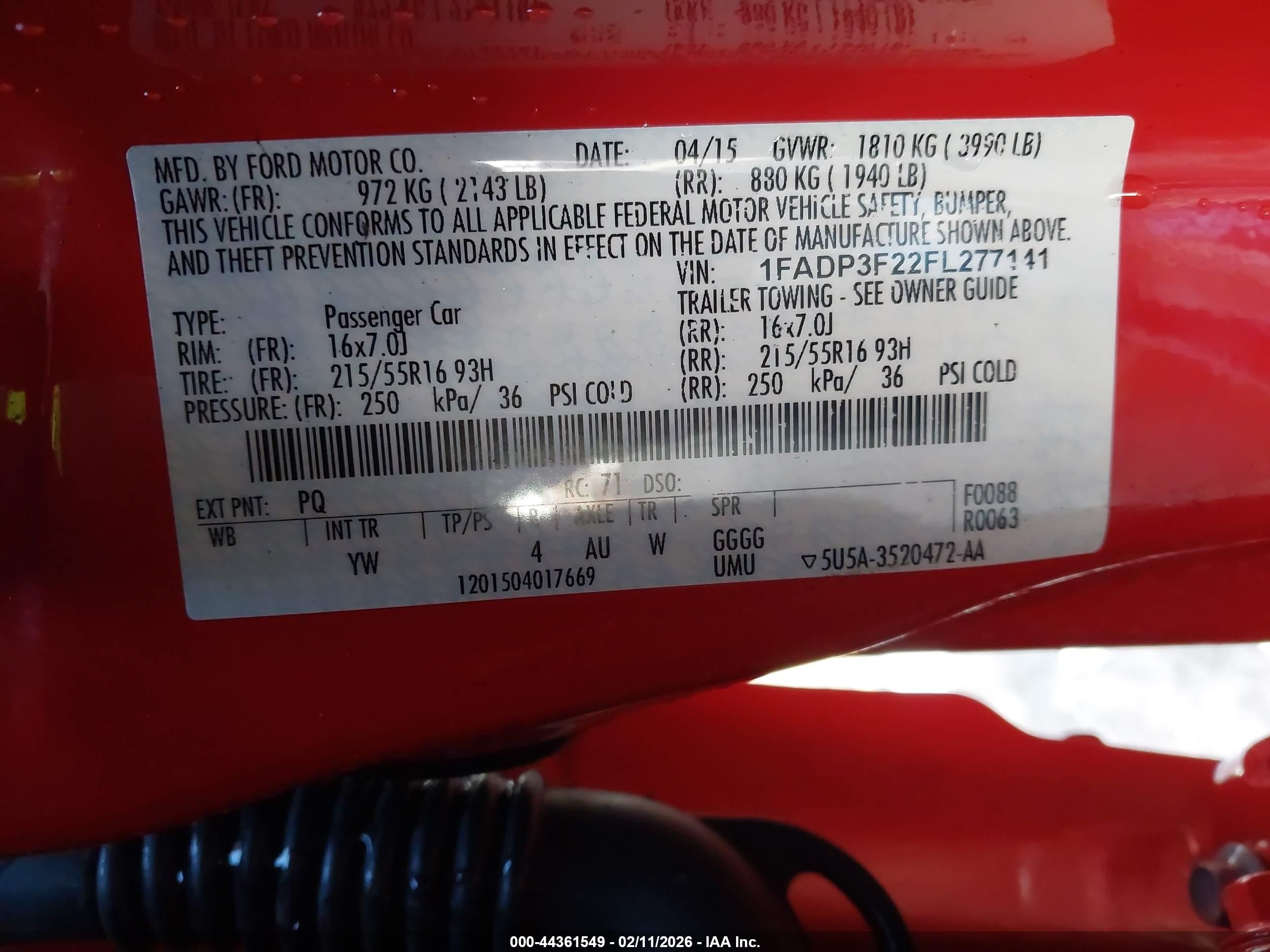 2015 Ford Focus Se Red vin: 1FADP3F22FL277141