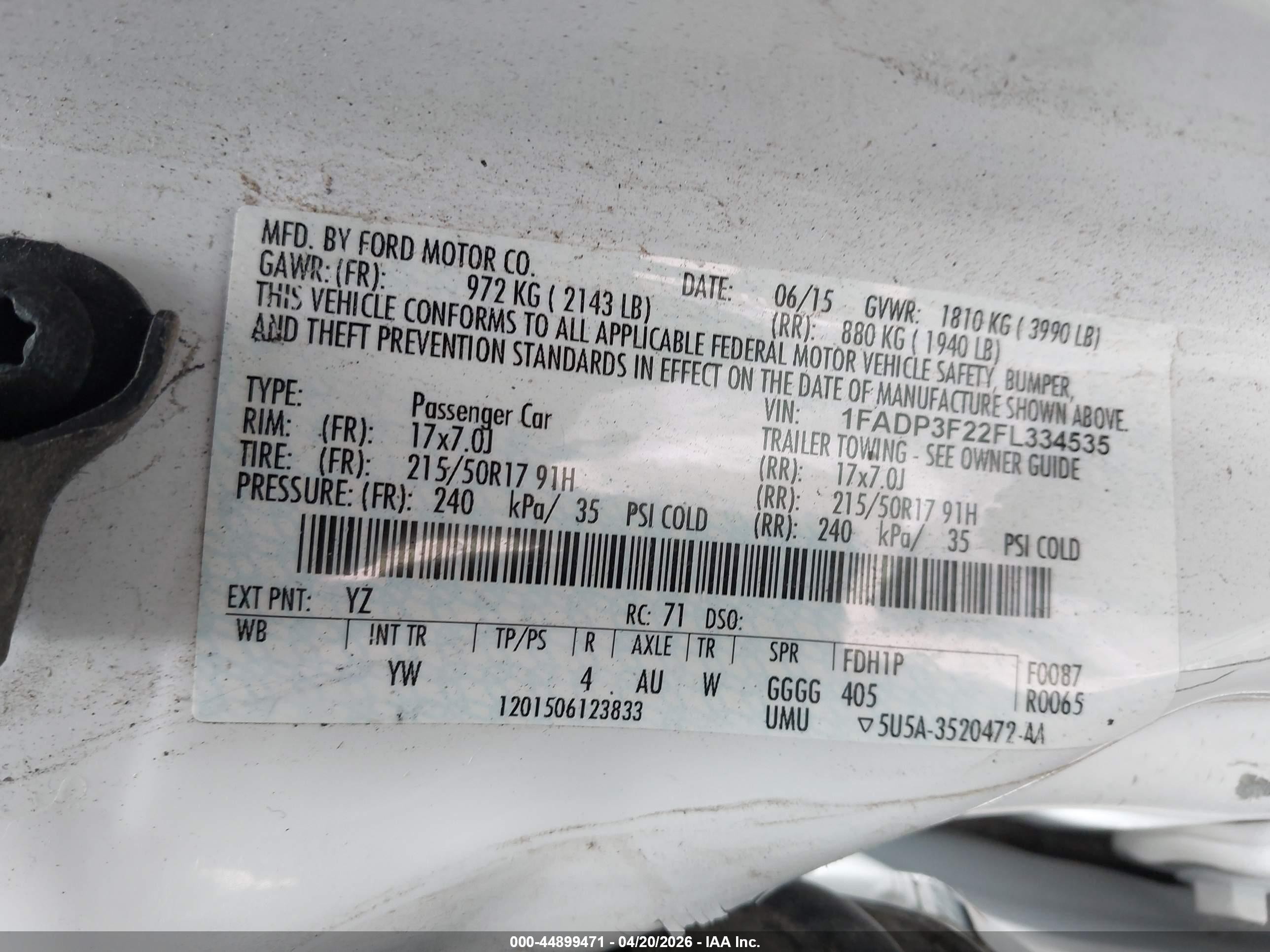2015 Ford Focus Se White vin: 1FADP3F22FL334535