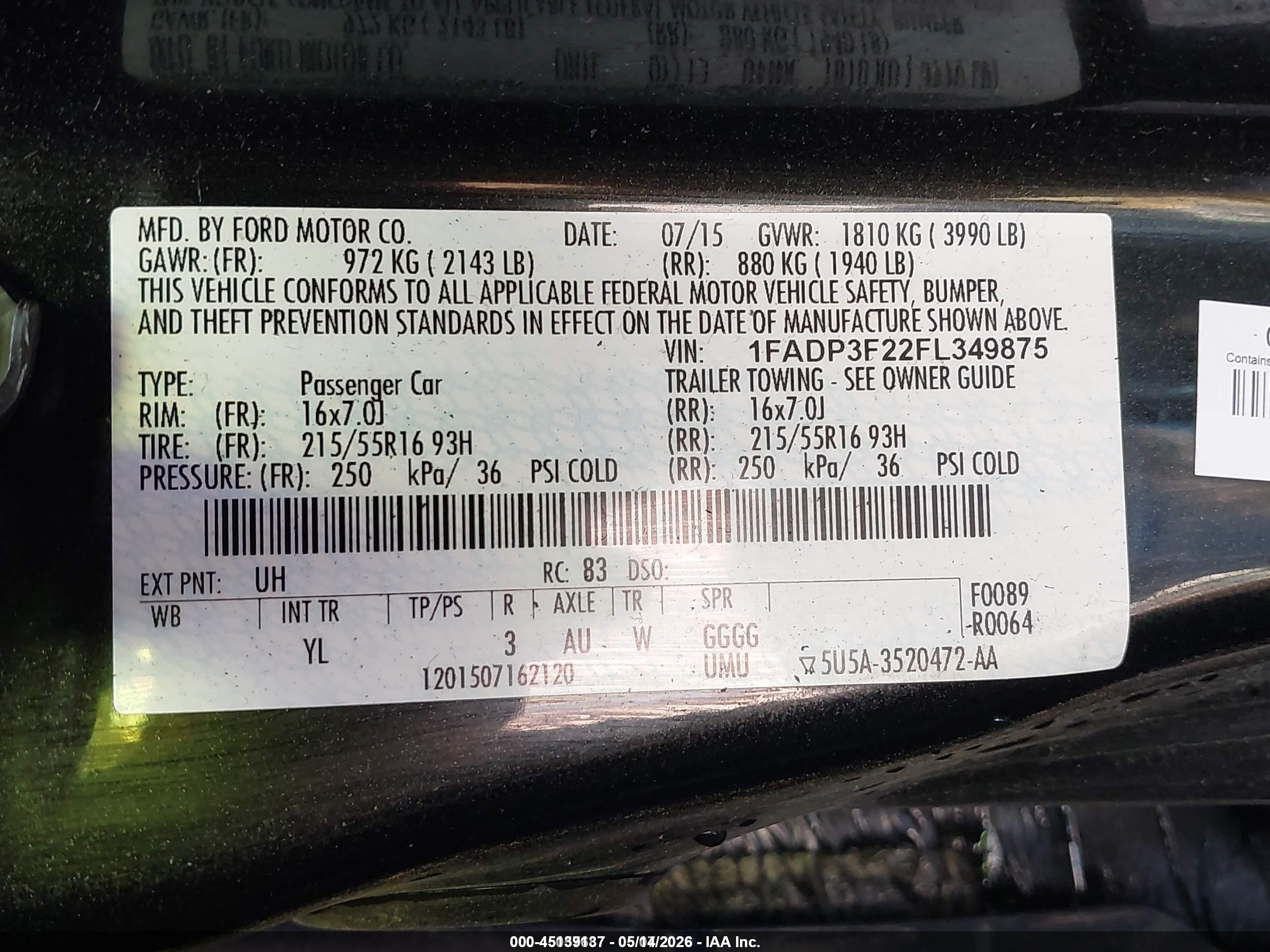 2015 Ford Focus Se Black vin: 1FADP3F22FL349875