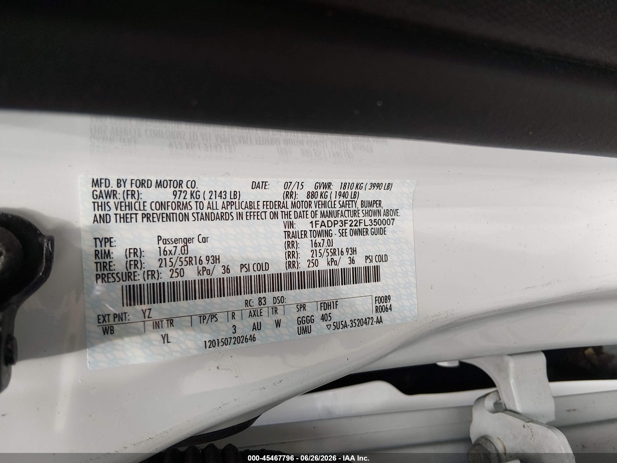 2015 Ford Focus Se White vin: 1FADP3F22FL350007