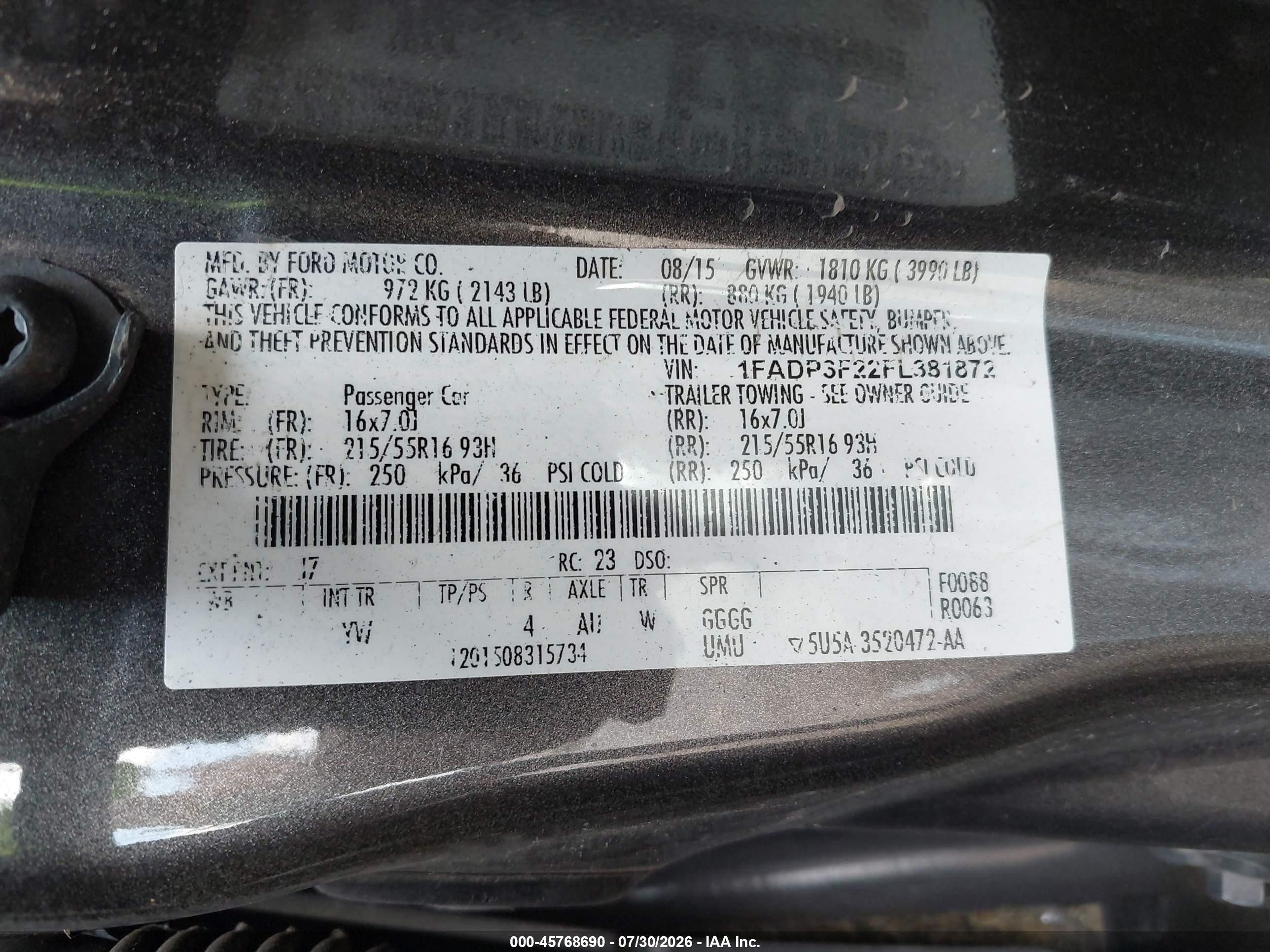2015 Ford Focus Se Gray vin: 1FADP3F22FL381872