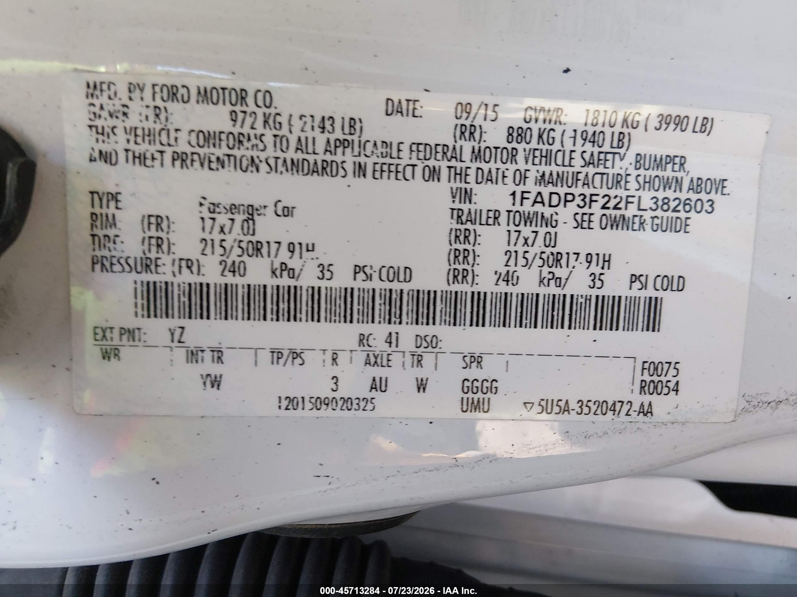 2015 Ford Focus Se White vin: 1FADP3F22FL382603