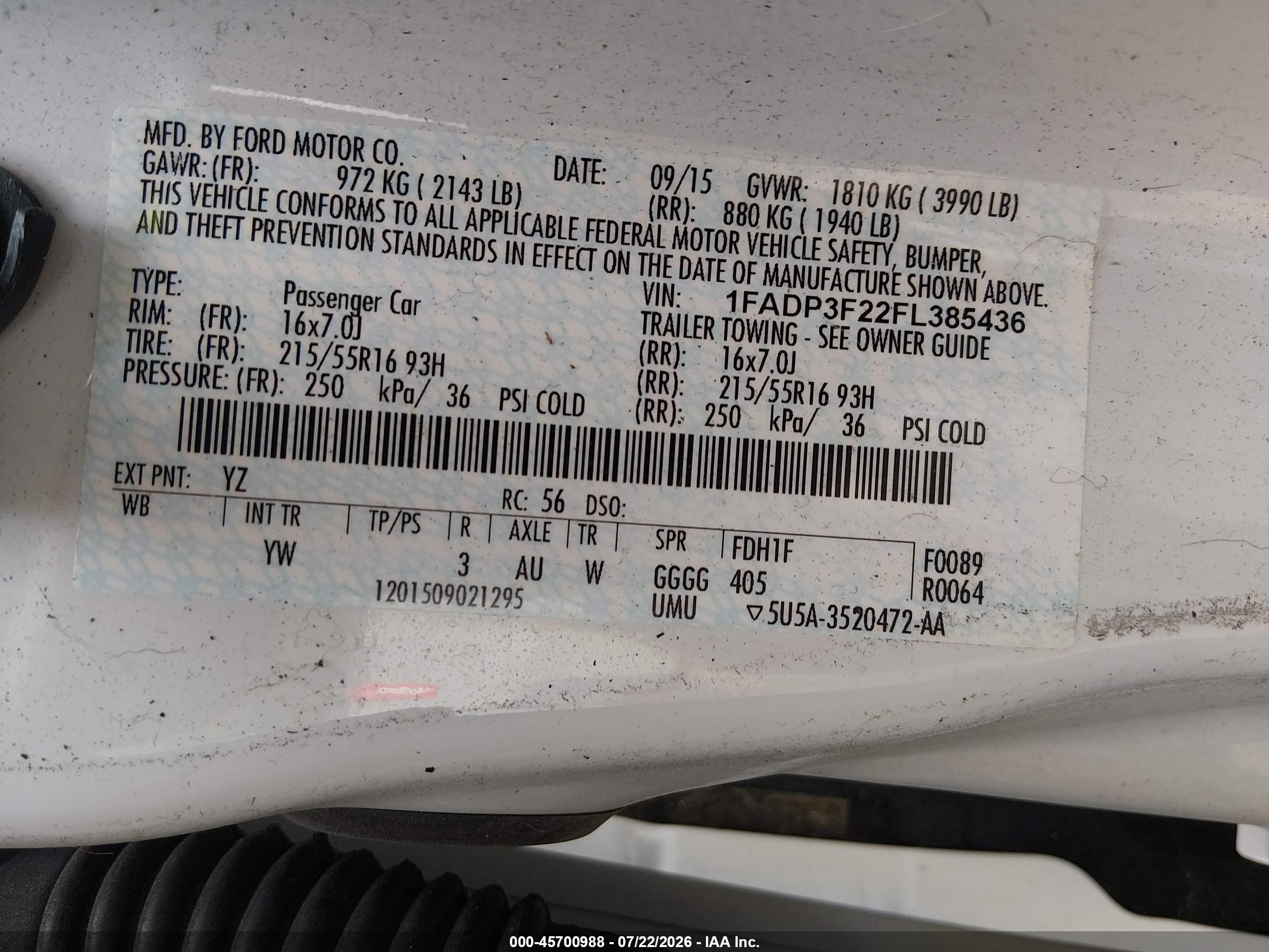 2015 Ford Focus Se White vin: 1FADP3F22FL385436