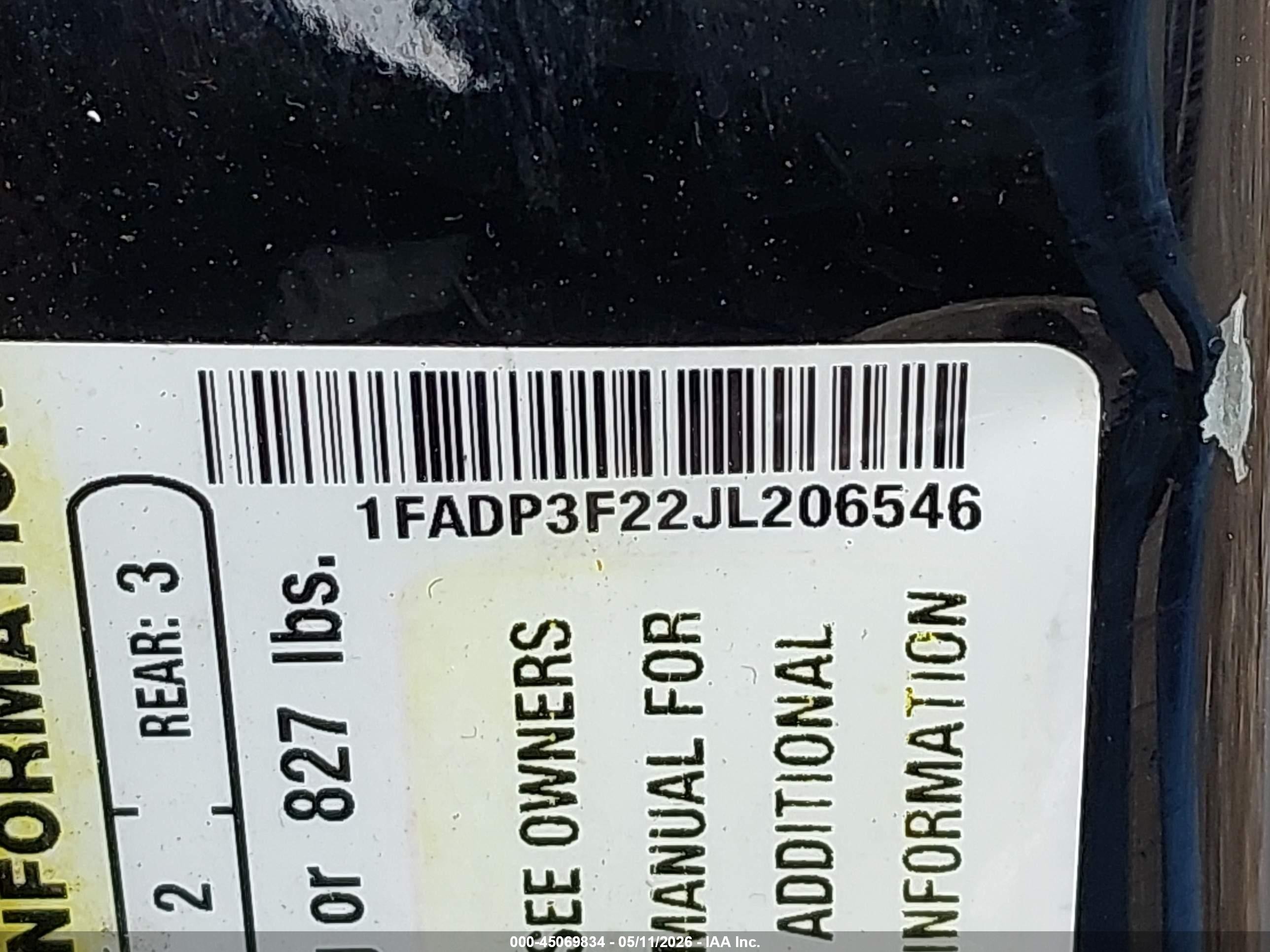 2018 Ford Focus Se Black vin: 1FADP3F22JL206546