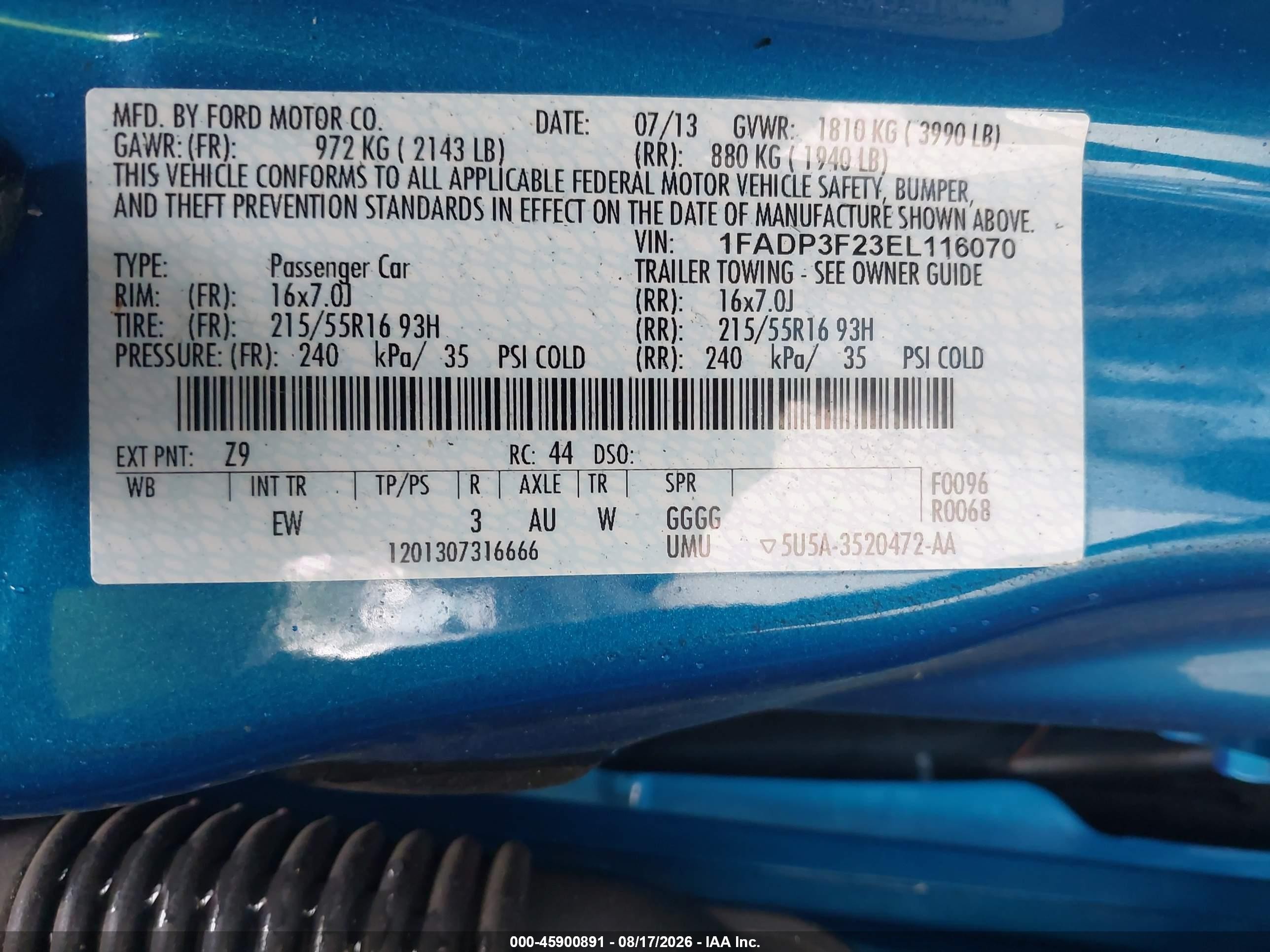 2014 Ford Focus Se Blue vin: 1FADP3F23EL116070