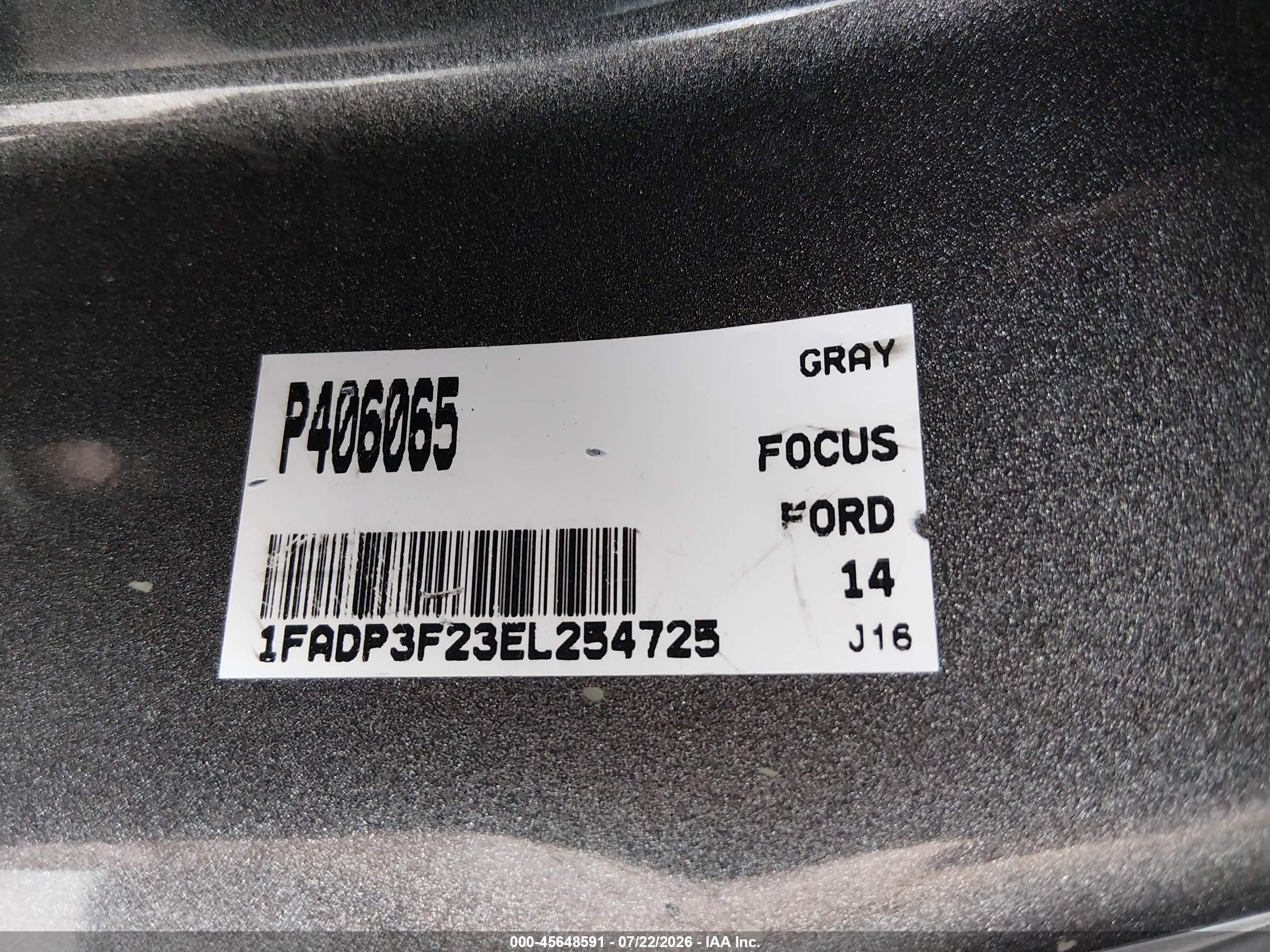 2014 Ford Focus Se Gray vin: 1FADP3F23EL254725