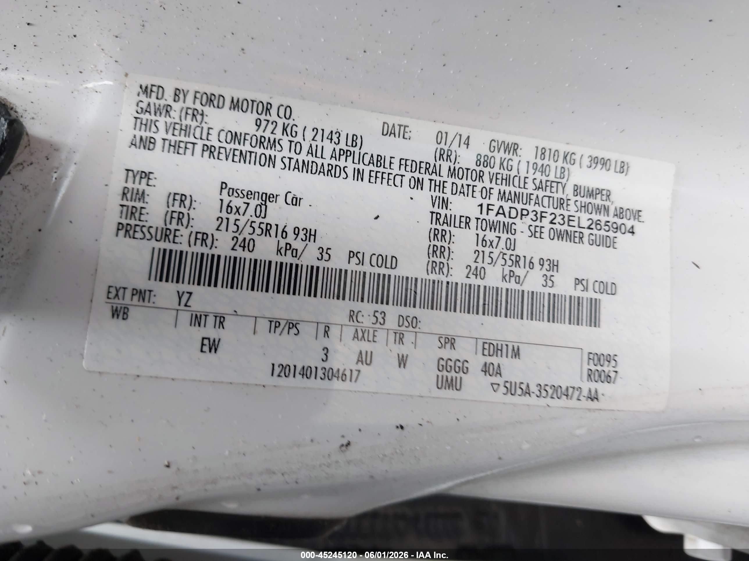 2014 Ford Focus Se White vin: 1FADP3F23EL265904