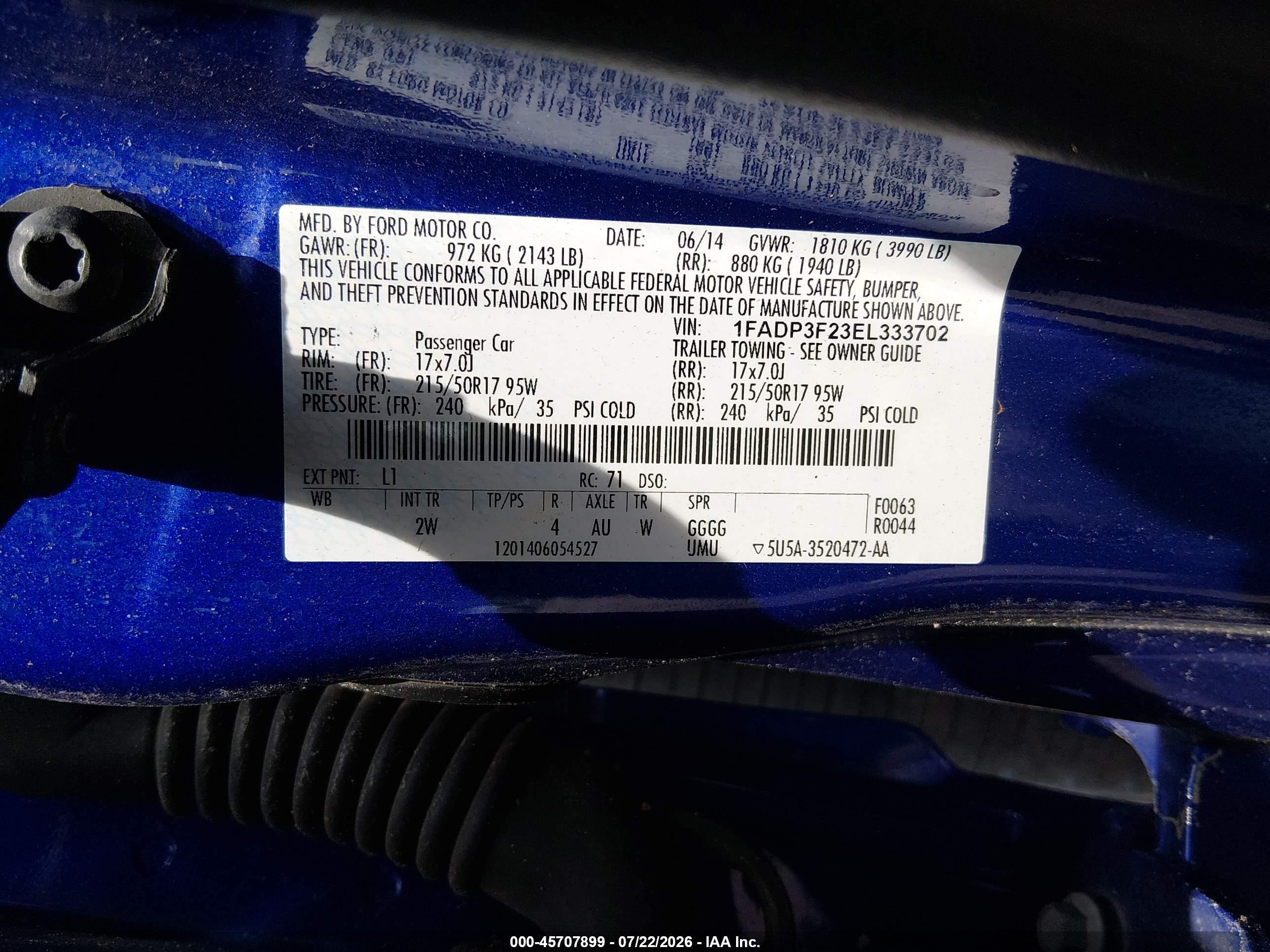 2014 Ford Focus Se Blue vin: 1FADP3F23EL333702