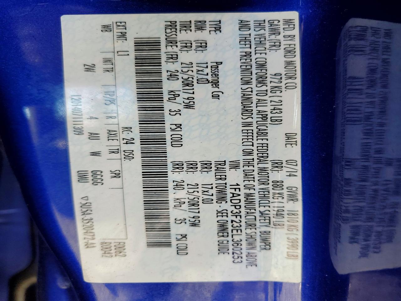 2014 Ford Focus Se Blue vin: 1FADP3F23EL360253