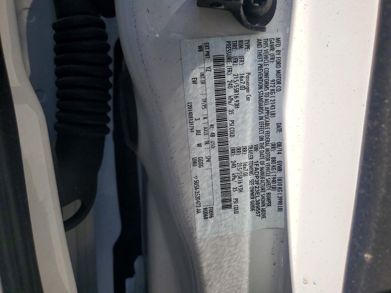 2014 Ford Focus Se White vin: 1FADP3F23EL389557