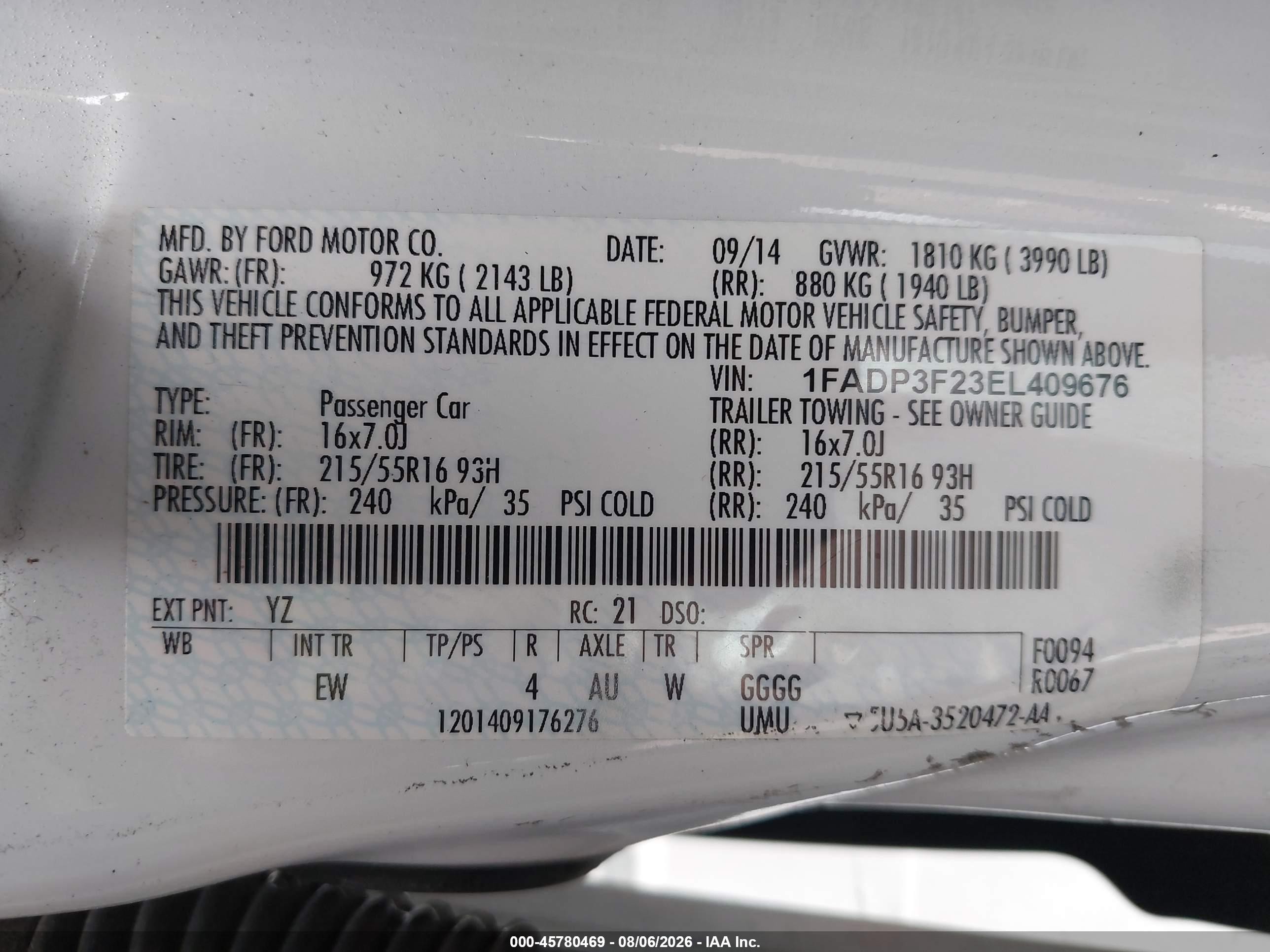 2014 Ford Focus Se White vin: 1FADP3F23EL409676