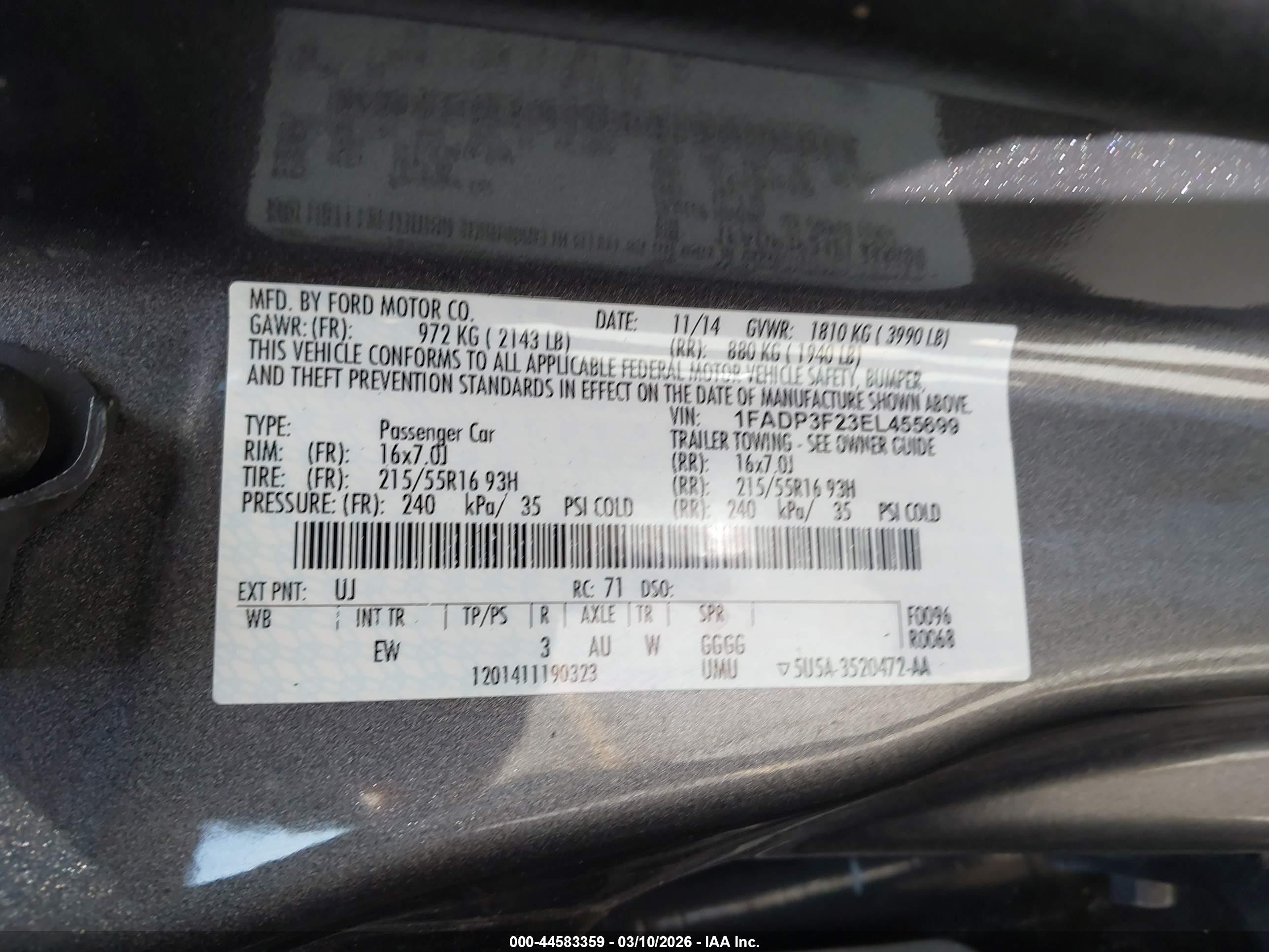 2014 Ford Focus Se Gray vin: 1FADP3F23EL455699
