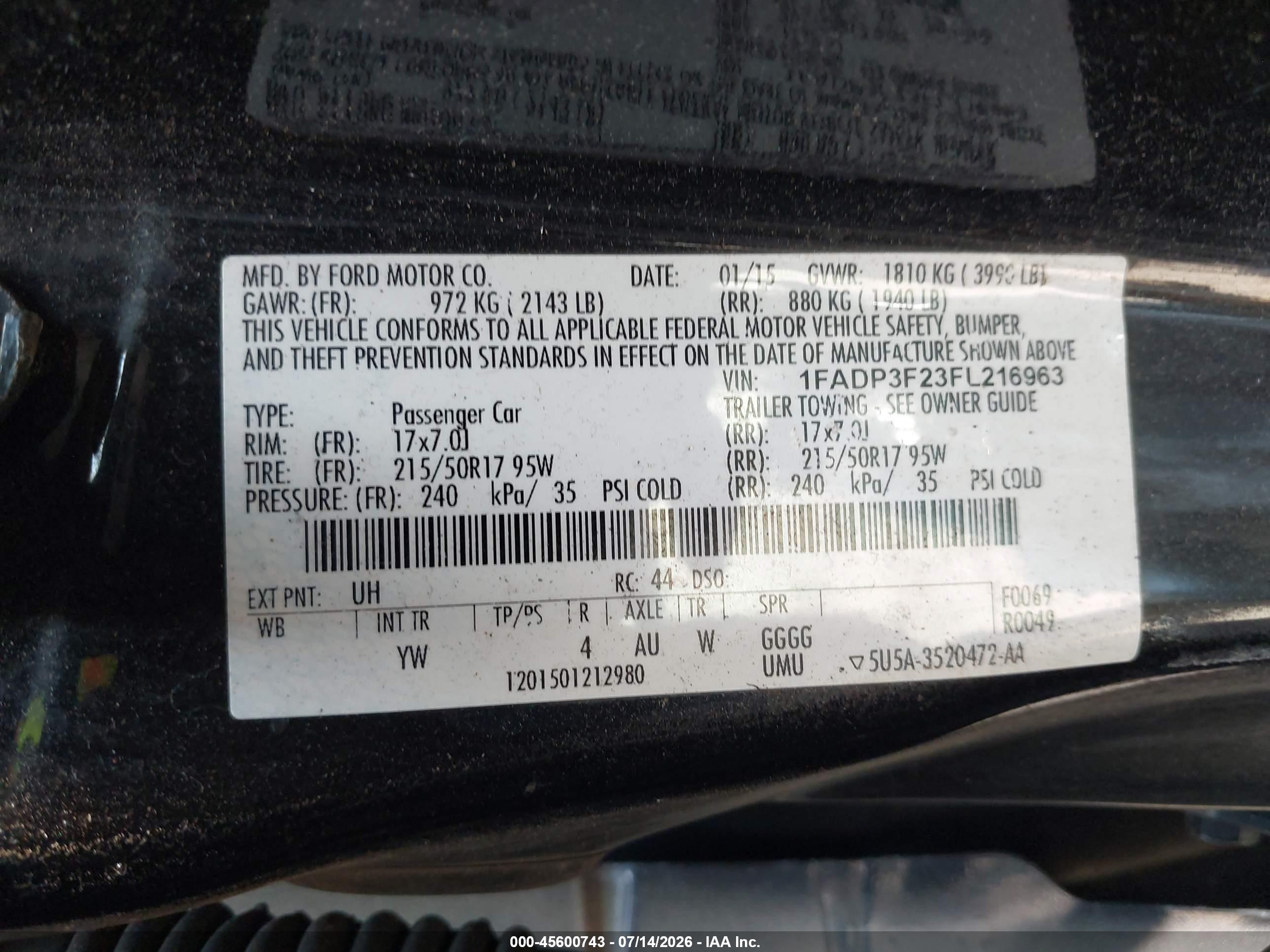 2015 Ford Focus Se Black vin: 1FADP3F23FL216963