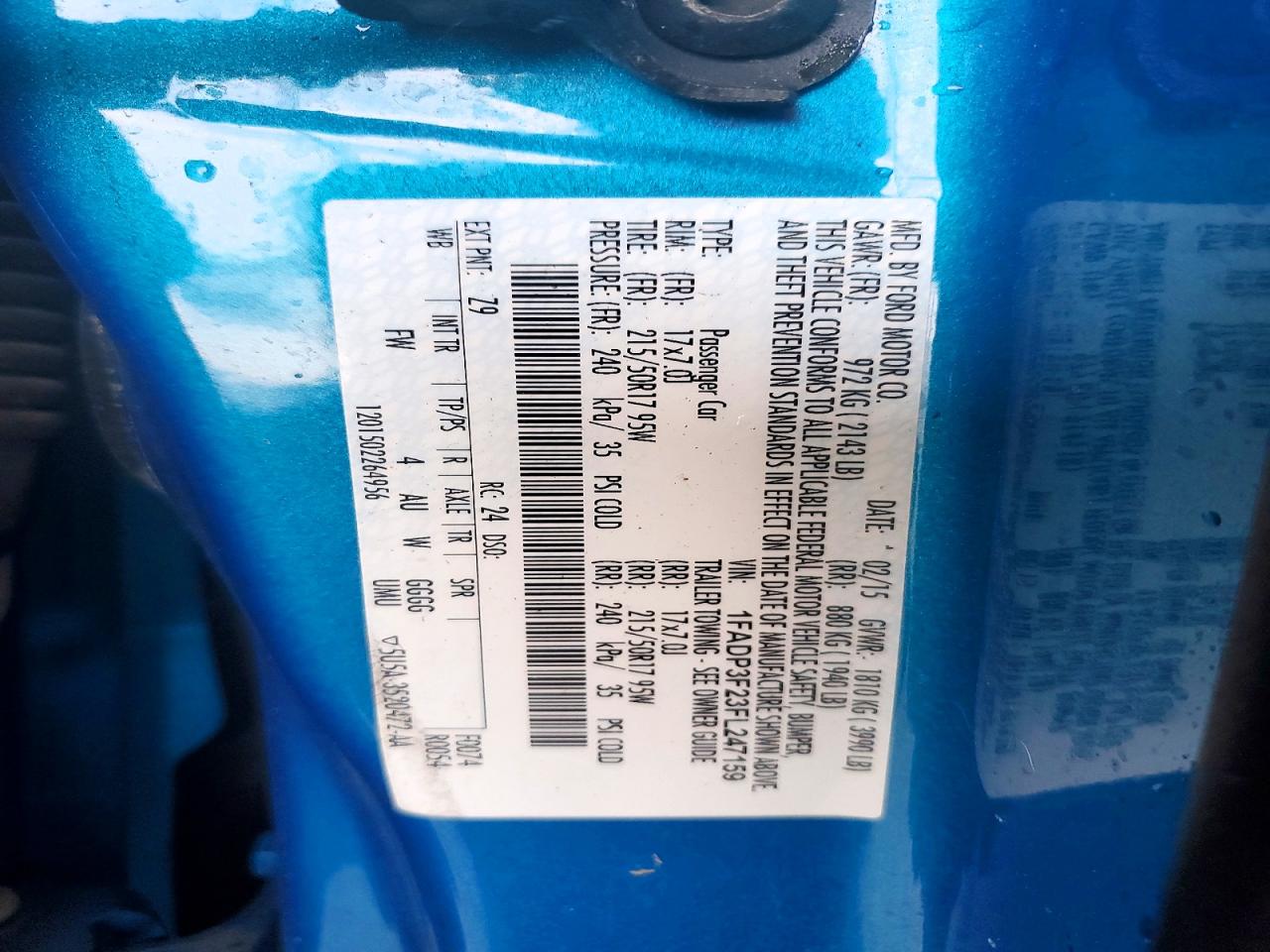 2015 Ford Focus Se Blue vin: 1FADP3F23FL247159