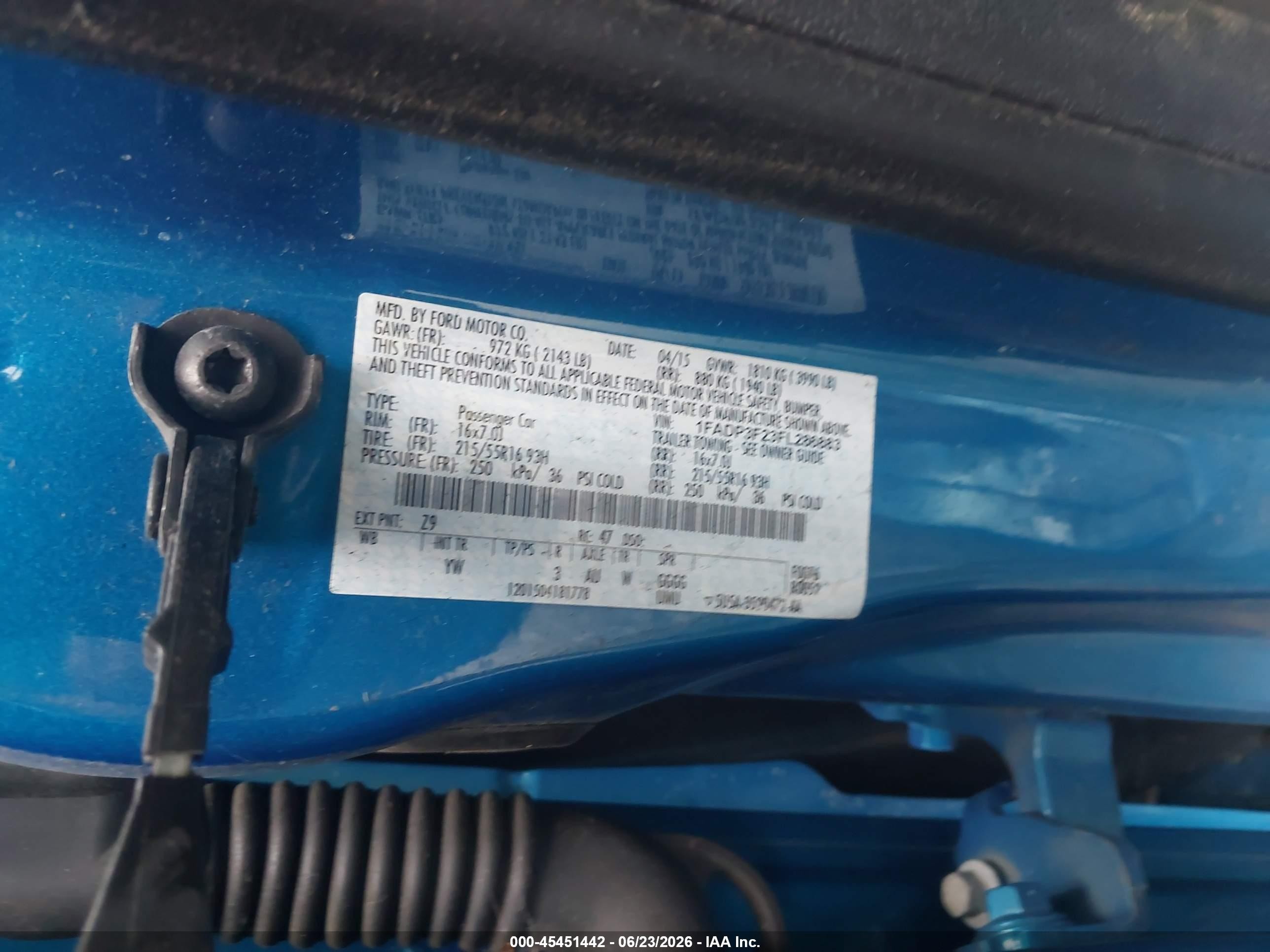 2015 Ford Focus Se Blue vin: 1FADP3F23FL286883