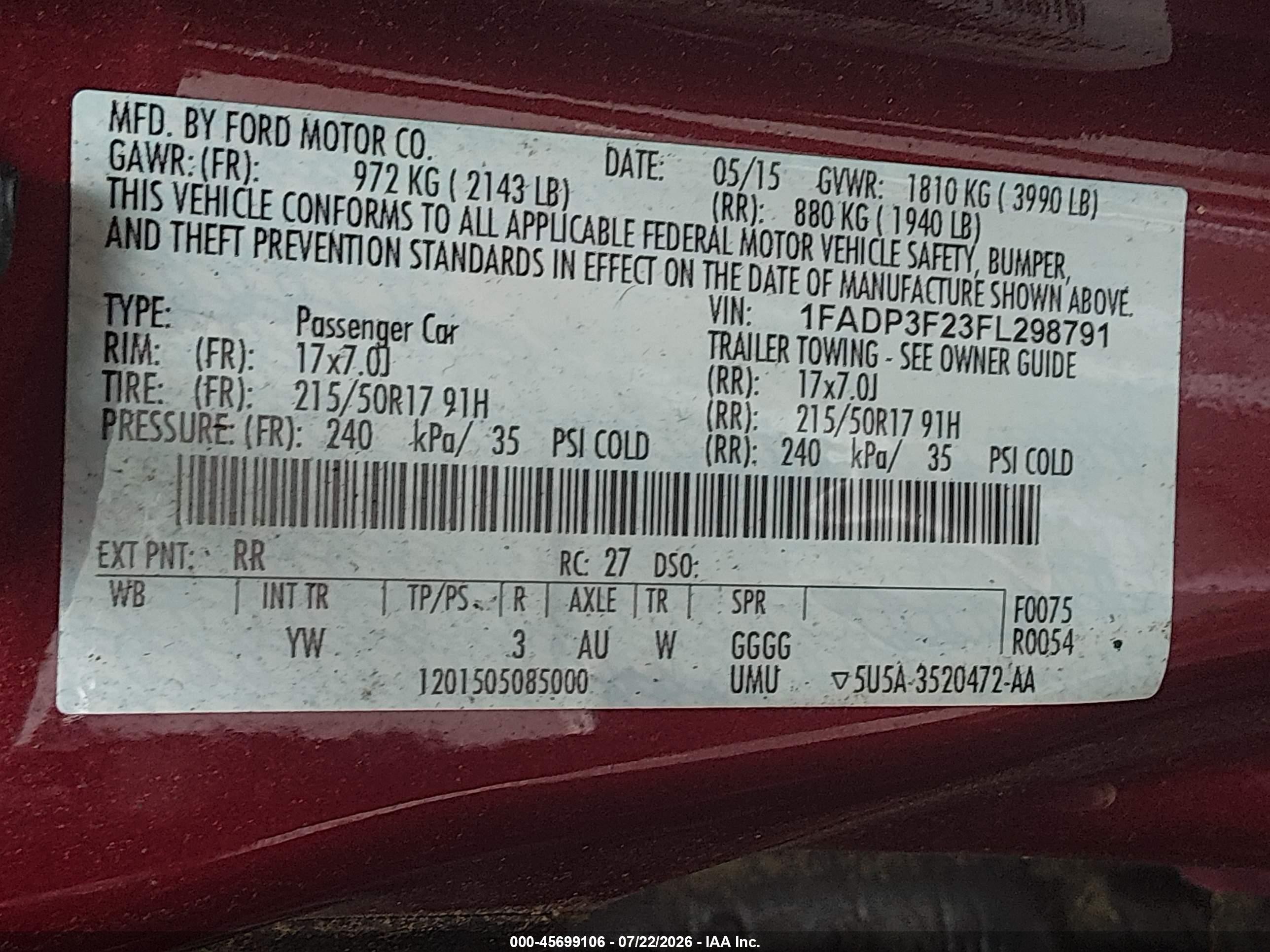 2015 Ford Focus Se Red vin: 1FADP3F23FL298791