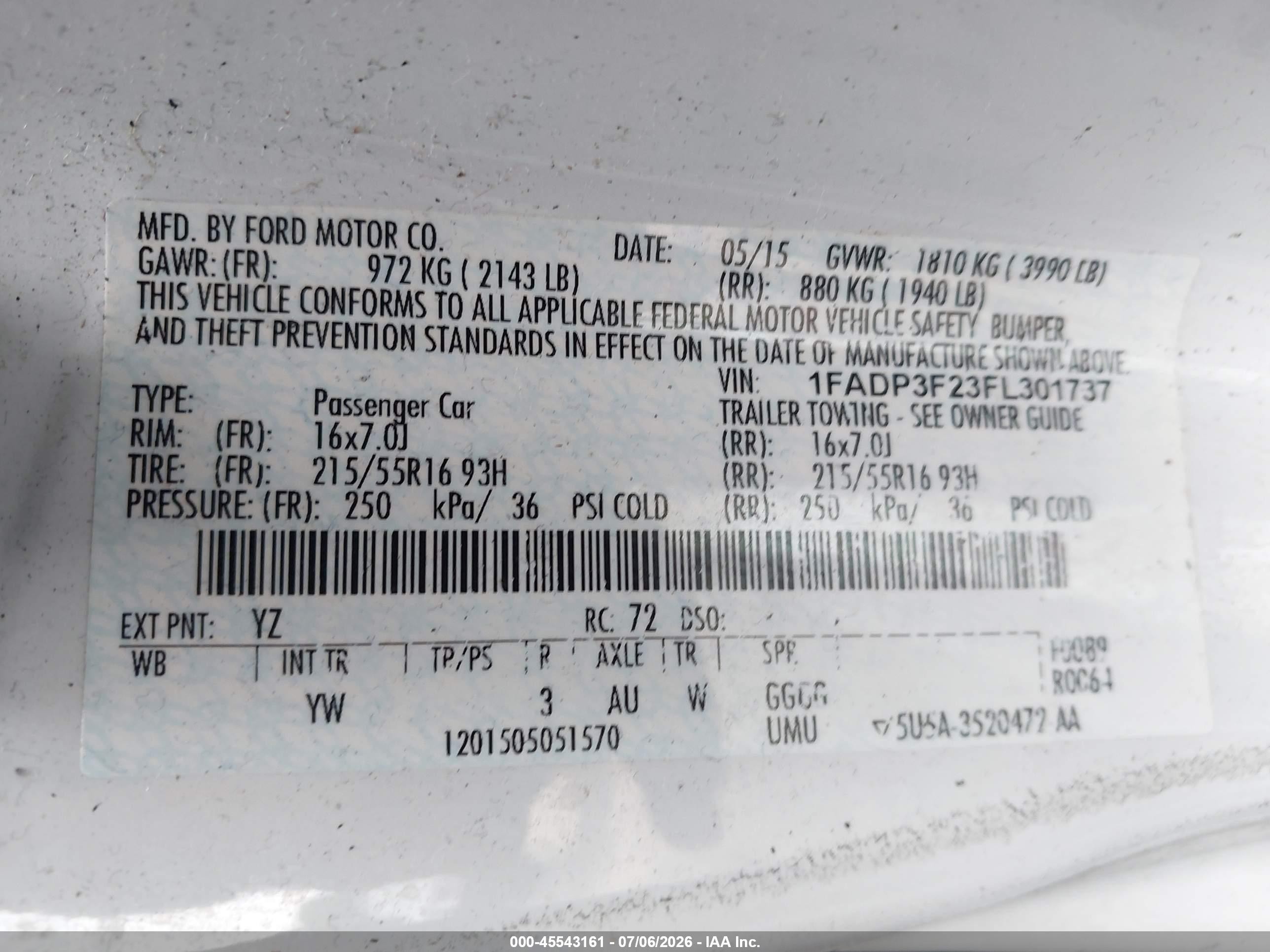 2015 Ford Focus Se White vin: 1FADP3F23FL301737