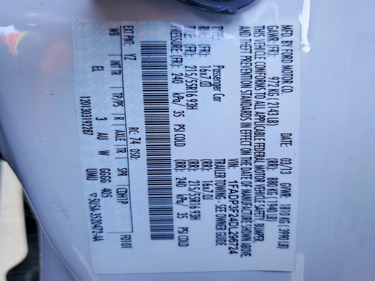2013 Ford Focus Se White vin: 1FADP3F24DL296724