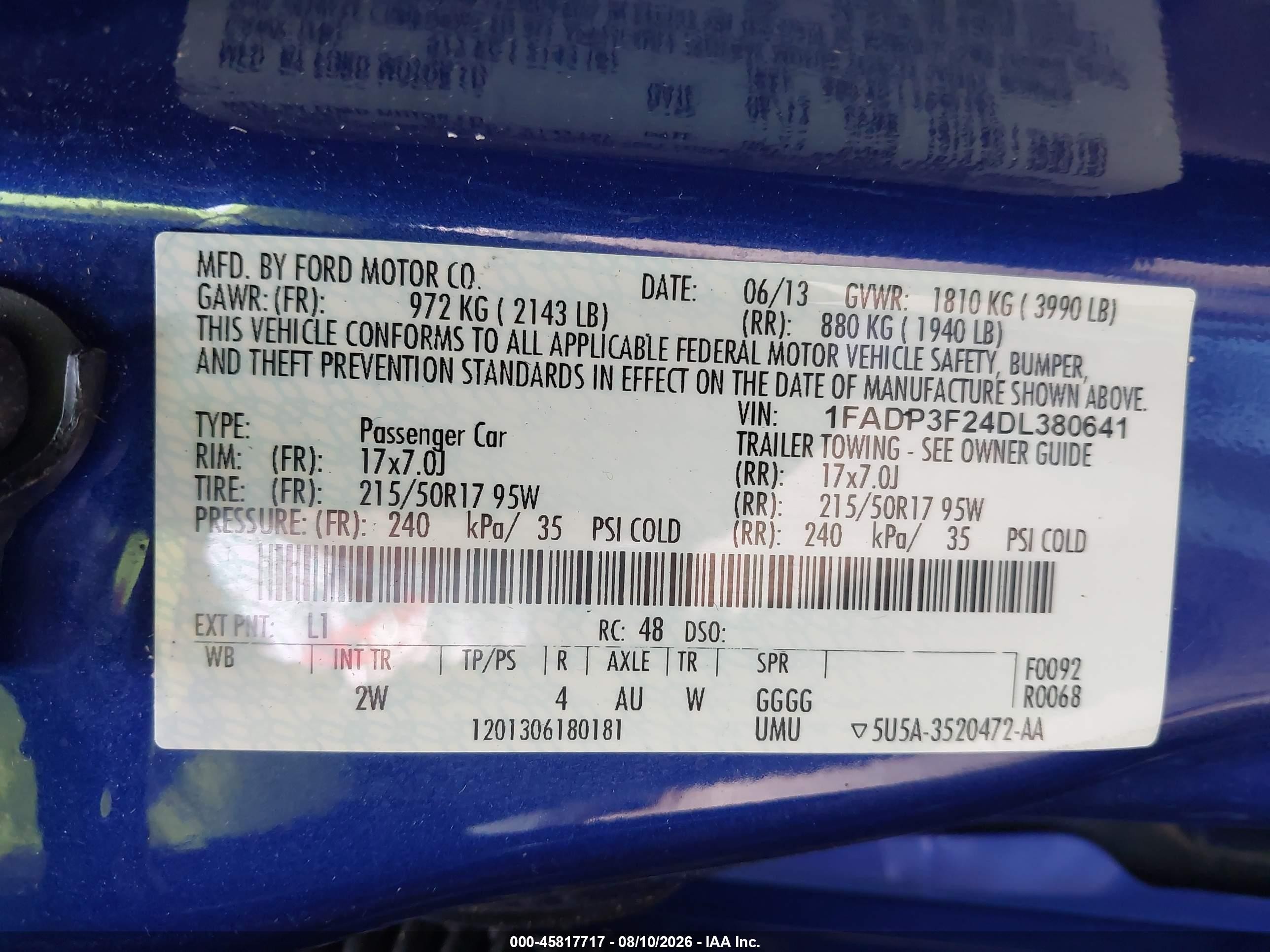 2013 Ford Focus Se Blue vin: 1FADP3F24DL380641