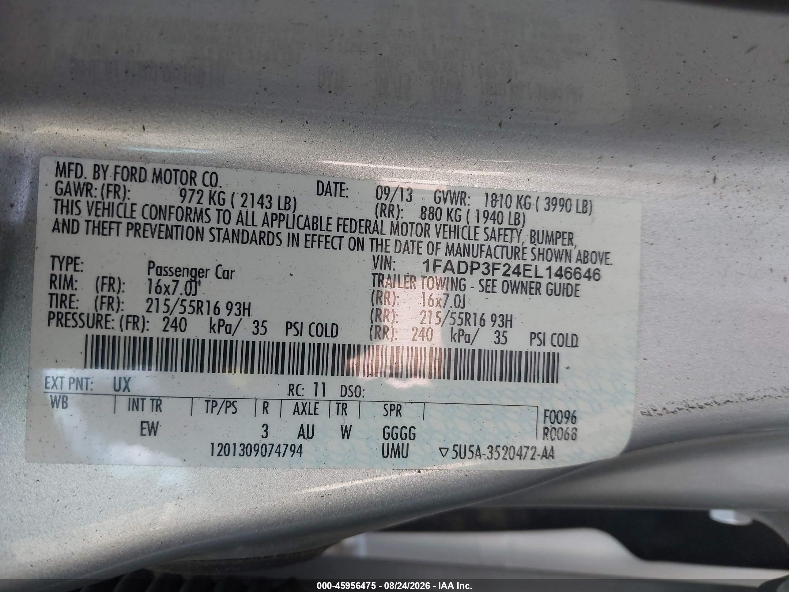 2014 Ford Focus Se Silver vin: 1FADP3F24EL146646