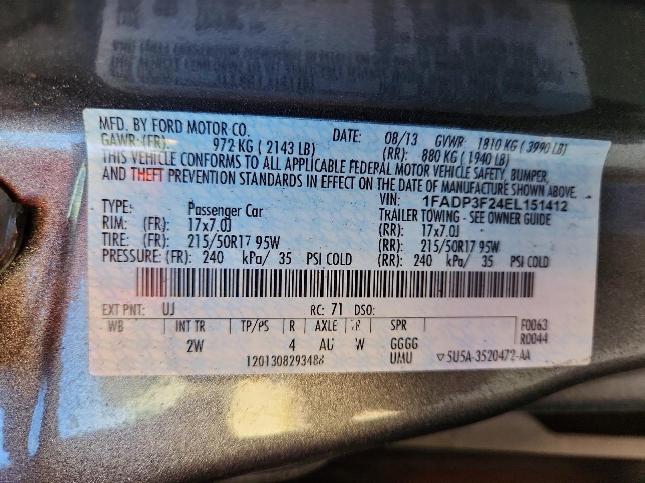 2014 Ford Focus Se Charcoal vin: 1FADP3F24EL151412